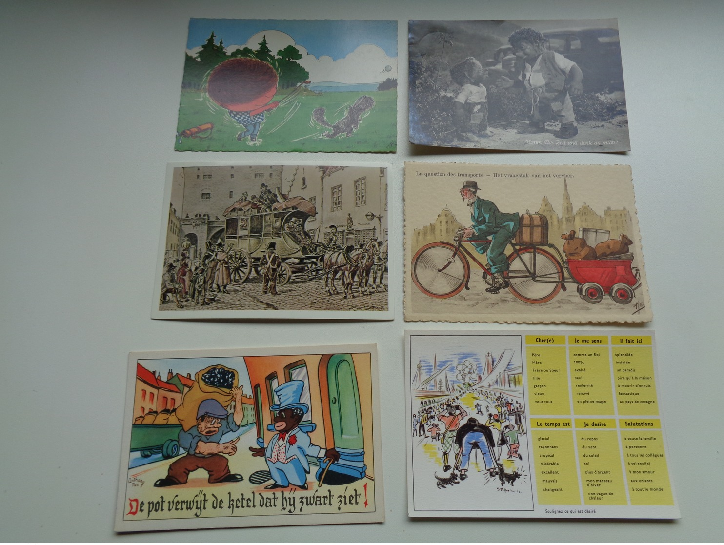 Beau lot de 60 cartes postales de fantaisie CPSM  grand format     Mooi lot van 60 postkaarten fantasie  groot formaat