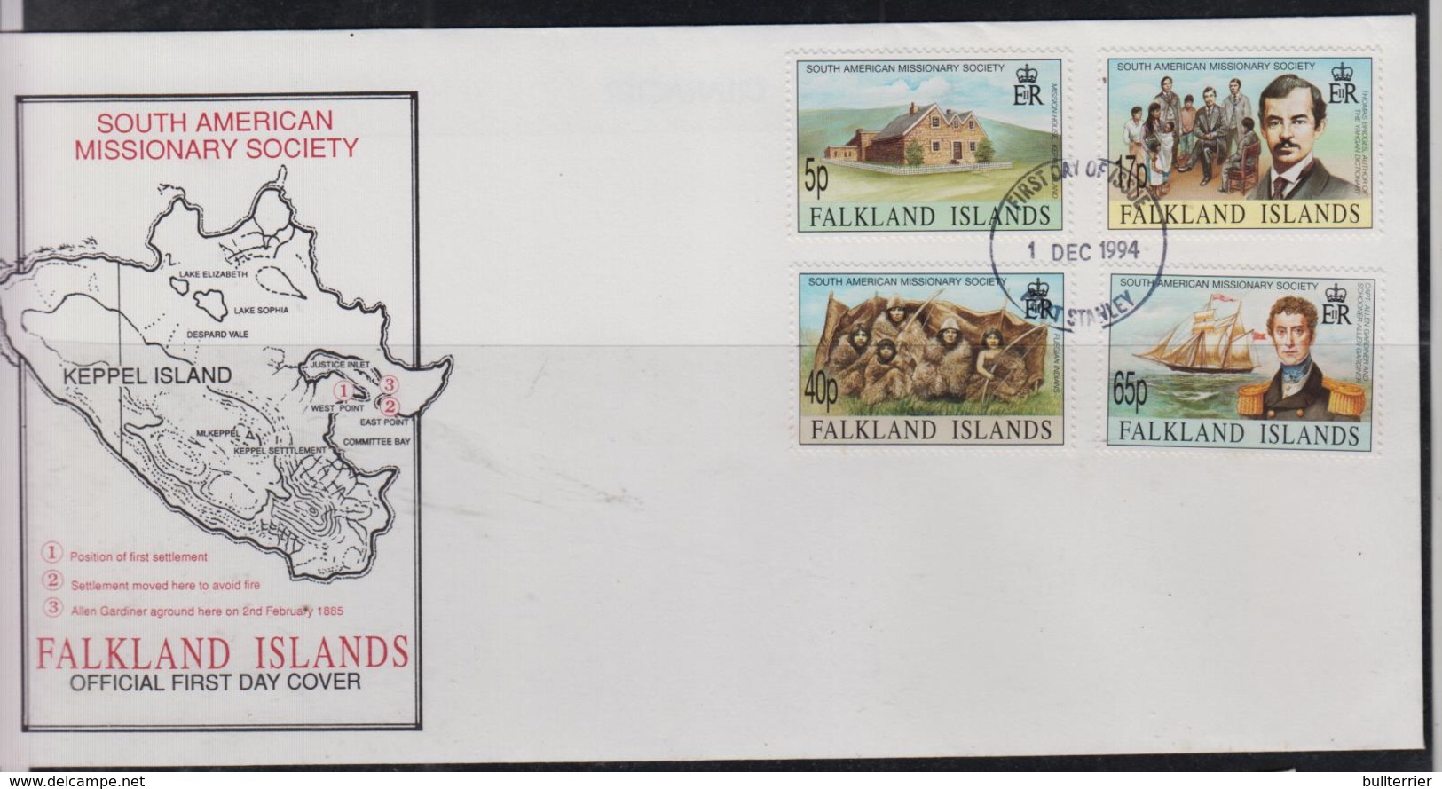 FALKLAND ISLANDS - 1994 - MISSIONARY SOCIETY  SET OF 4 ON  ILLUSTRATED COVER - Falkland