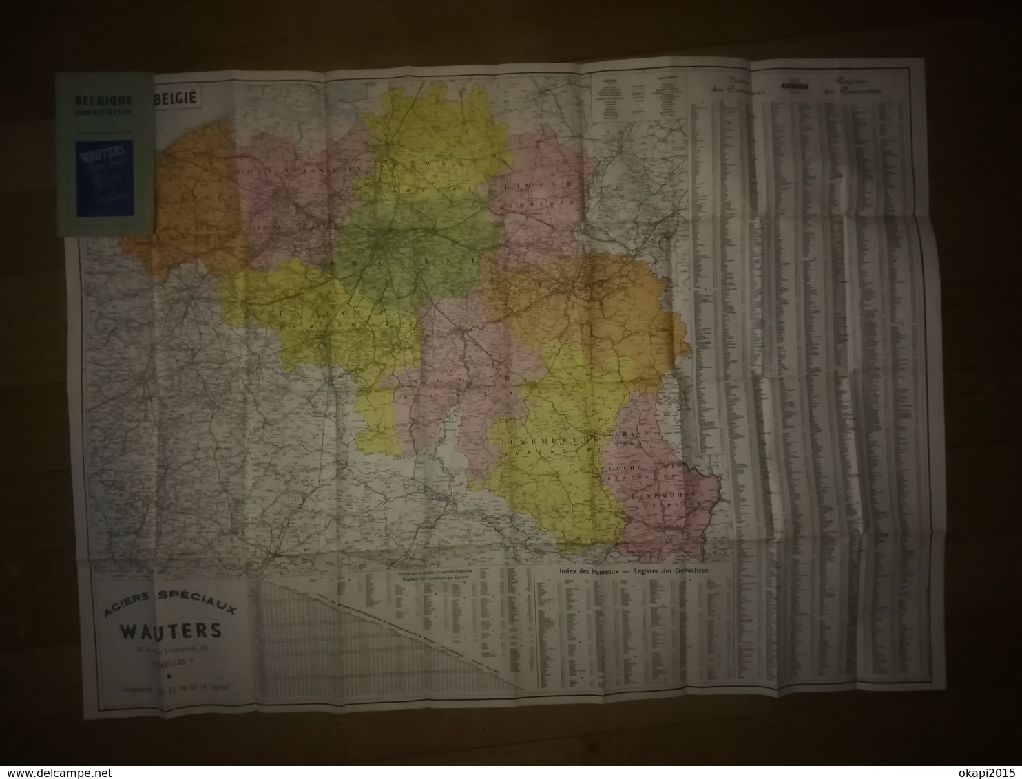 VIEILLE CARTE BELGIQUE ADMINISTRATIVE COMMUNES INDEX  HAMEAUX CHEMIN DE FER TRAMWAY VICINAL BRABANT WALLON BRABANT FLAMA