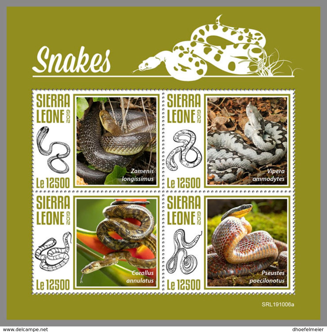 SIERRA LEONE 2019 MNH Snakes Schlangen Serpents M/S - OFFICIAL ISSUE - DH1948 - Serpents