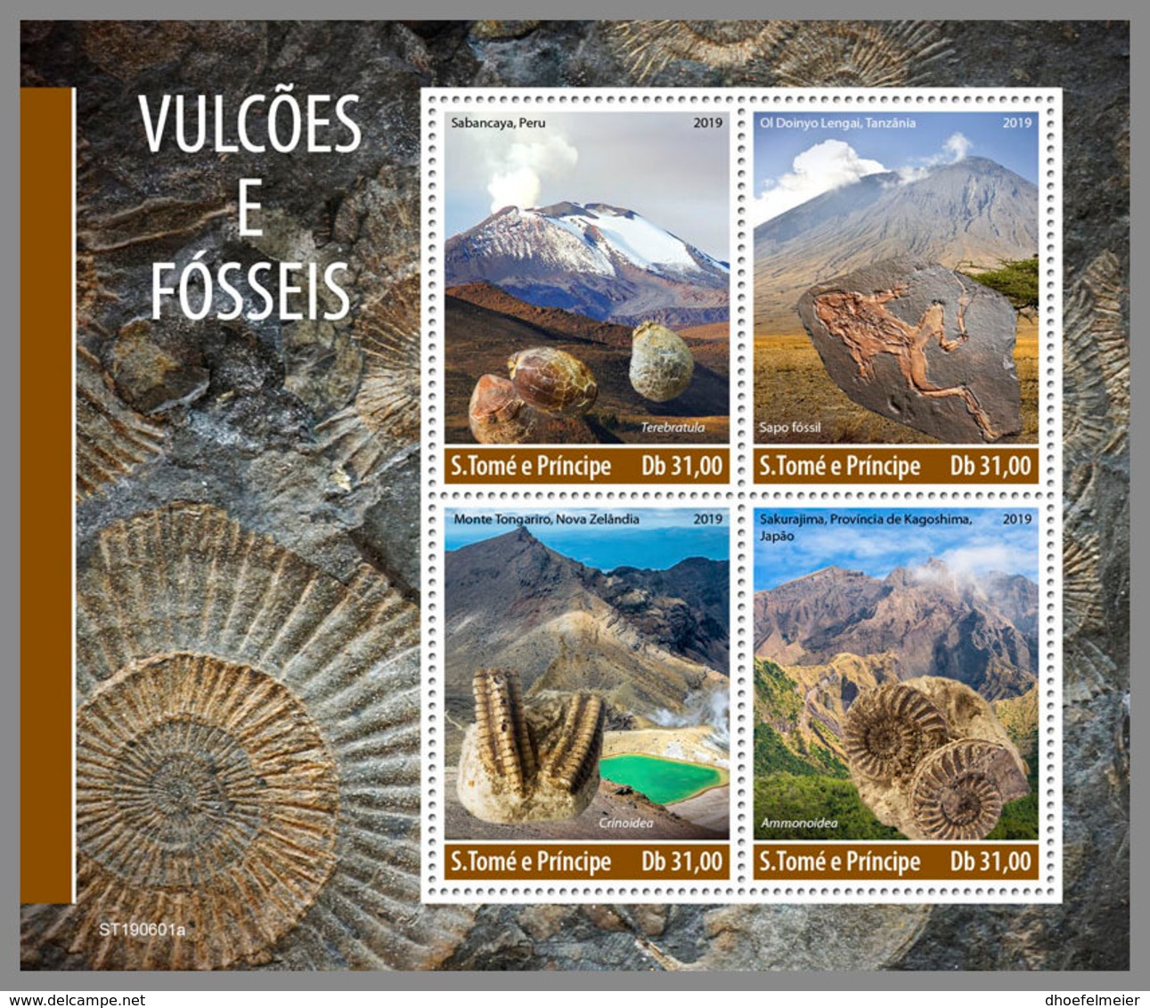 SAO TOME 2019 MNH Volcanoes Vulkane Volcans M/S - OFFICIAL ISSUE - DH1948 - Volcanos