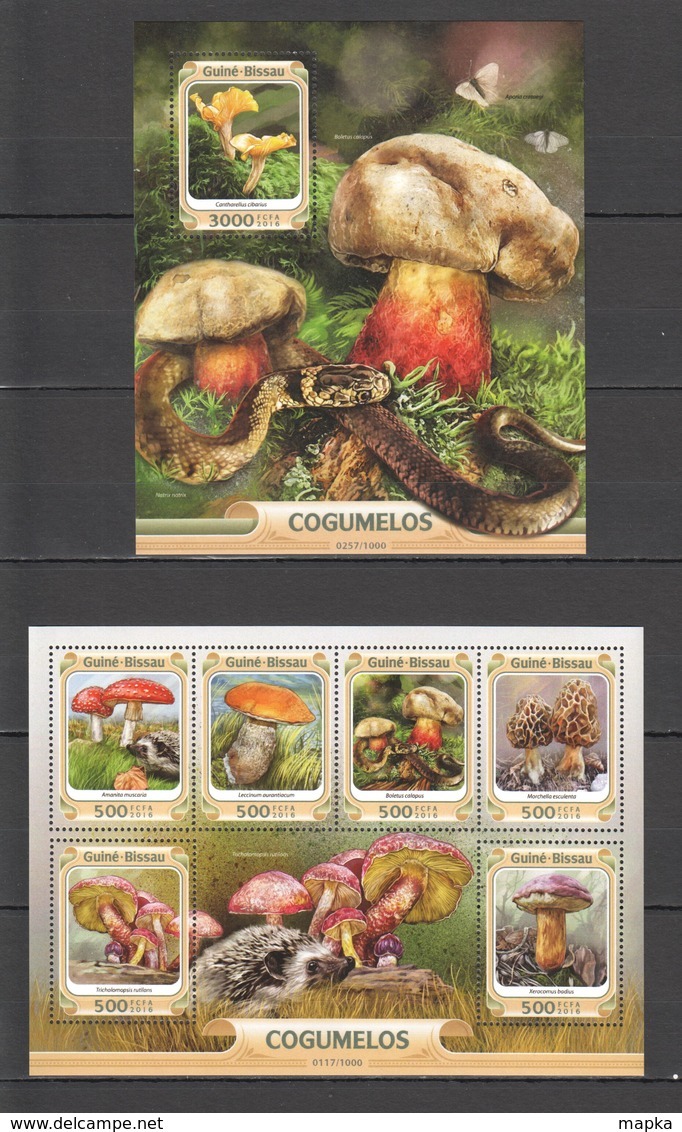 ST884 2016 GUINE GUINEA-BISSAU PLANTS MUSHROOMS 1KB+1BL MNH - Funghi