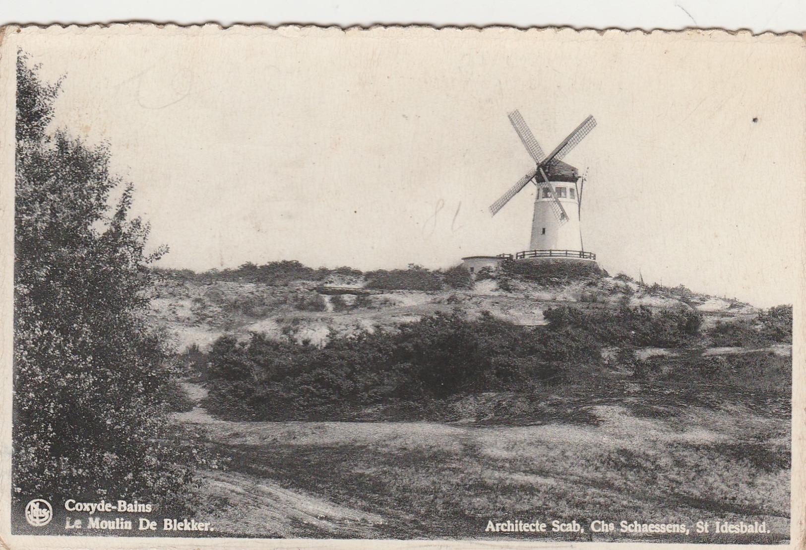 Koksijde - Coxyde  Bains :  Le Moulin De Blekker , ( Architecte SCAB , Chs Schaessens , St Idesbald ) Molen , Windmolen - Koksijde