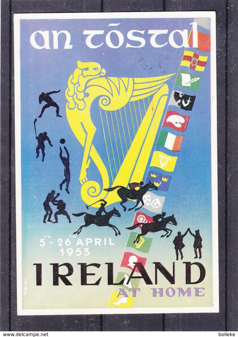 Irlande - Carte PostaleFDC  De 1953 - Oblit Baile Atha Cliath - Exp Vers Stafa - Drapeaux - Musique - Sports - Storia Postale