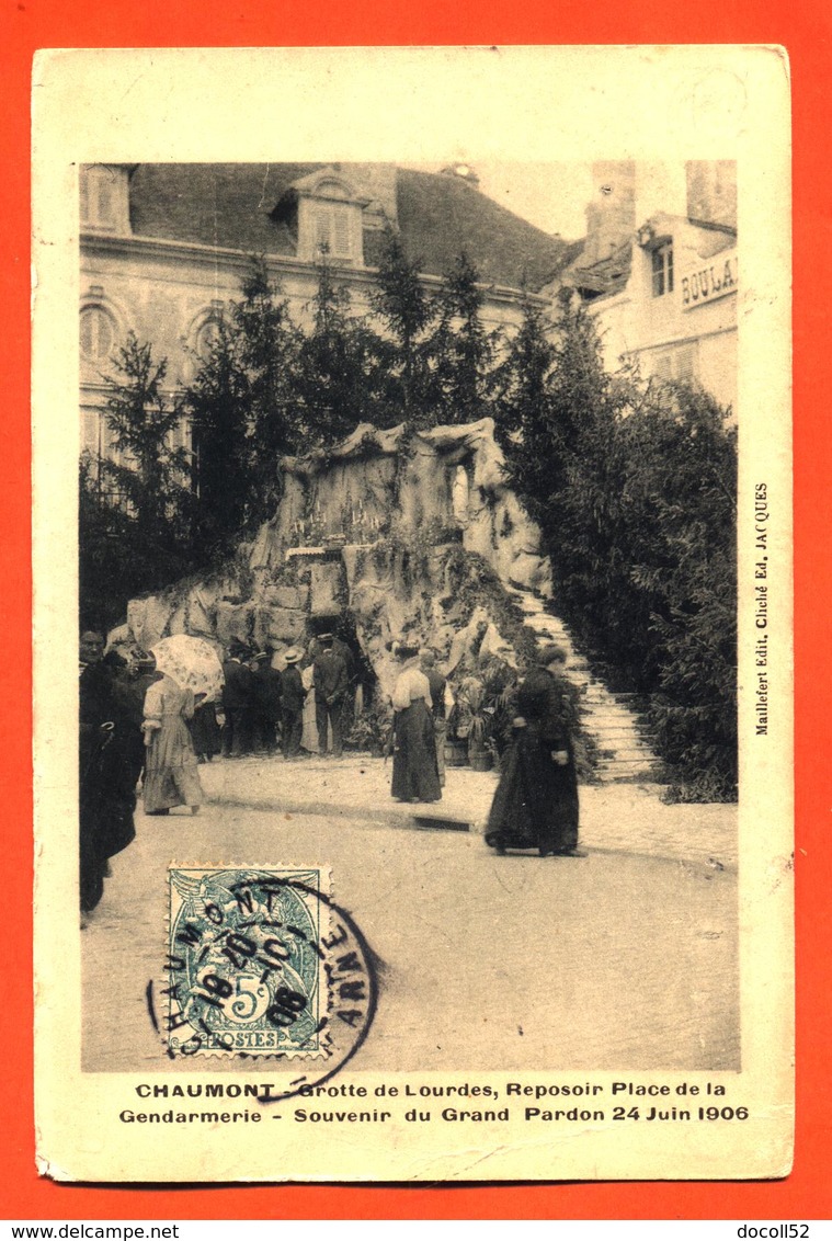 CPA 52 Chaumont " Grand Pardon 24 Juin 1906 - Reposoir Place De La Gendarmerie - Grotte De Lourdes " - Chaumont