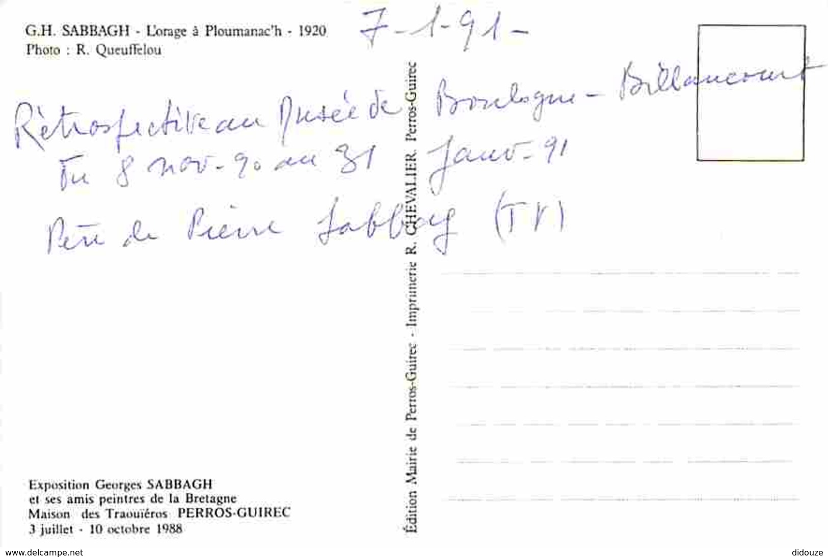 Art - Peinture - G H Sabbagh - L'orage à Ploumanac'h - Voir Scans Recto-Verso - Peintures & Tableaux