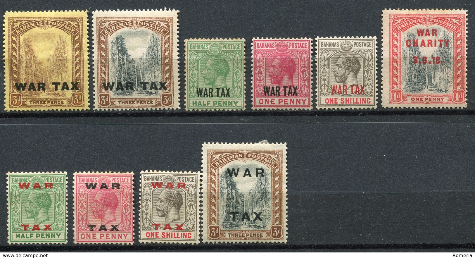 Bahamas - 1918/1919 - Yt 61 à 69 - Timbres Surchargés "War Tax" - * TC - 1859-1963 Crown Colony