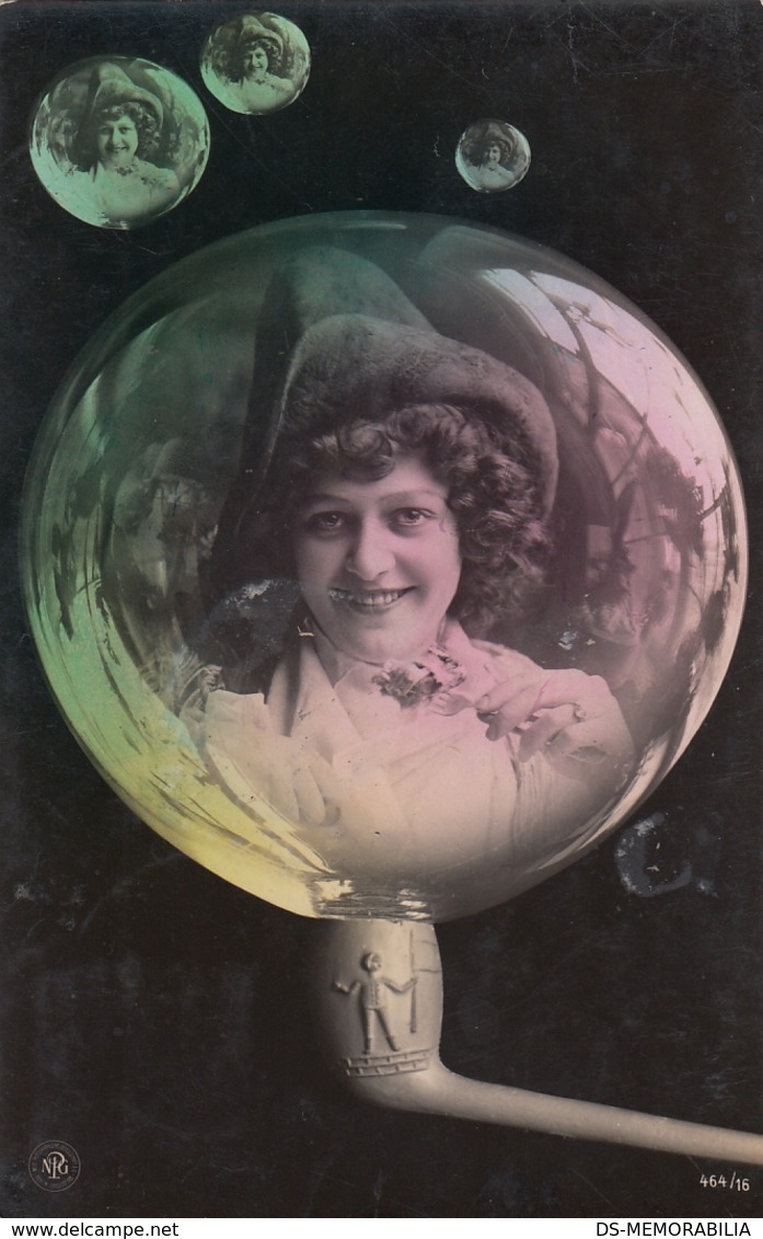 LADY IN A SOAP BUBBLE 1906 REAL PHOTO POSTCARD SURREALISME PHOTO MONTAGE - Fotografía