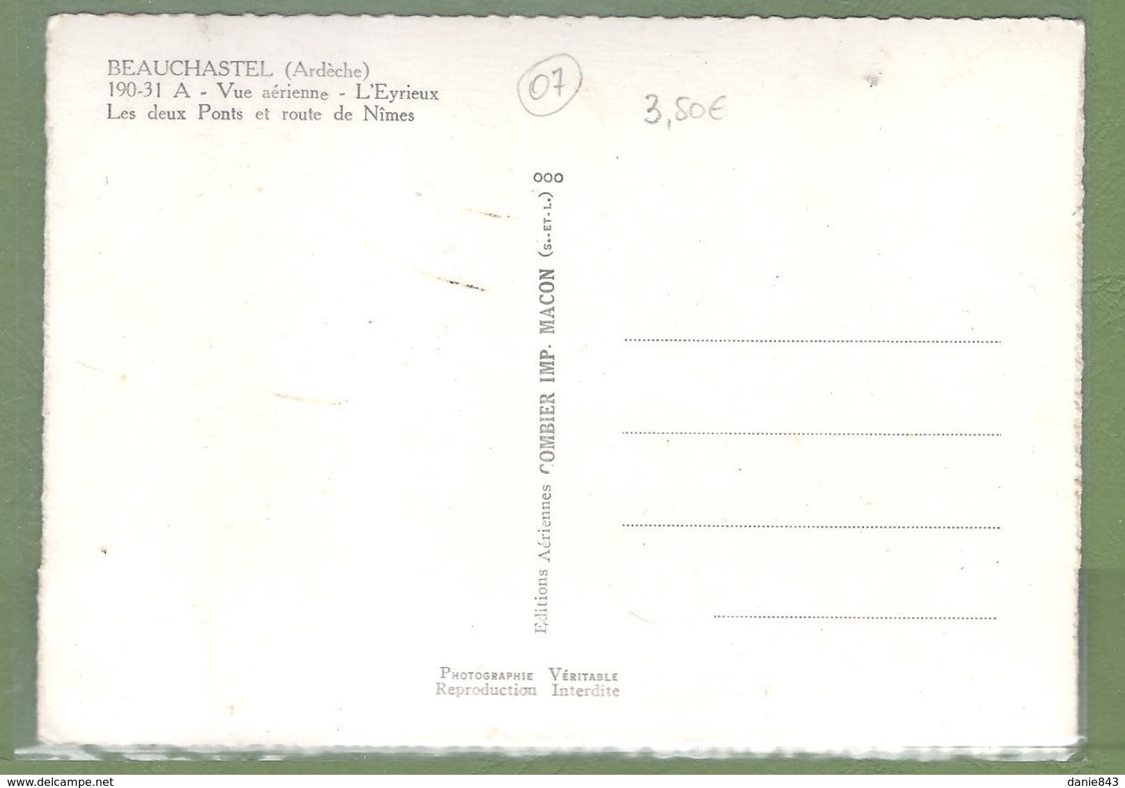 CPSM GF Vue Peu Courante - ARDECHE - BEAUCHASTEL - VUE AÉRIENNE - L'EYRIEUX, LES 2 PONTS ET ROUTE DE NIMES - CIM - Andere & Zonder Classificatie