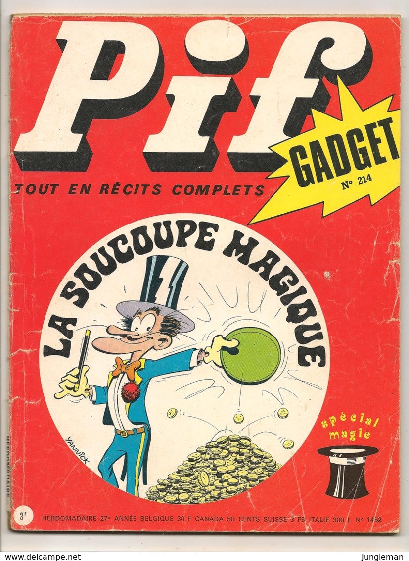 Pif Gadget N° 214 De Avril 1973 - Avec Rahan, Gai-Luron, Jungle En Folie, Horace, Loup Noir, Léo, Pifou. Revue En BE - Pif & Hercule