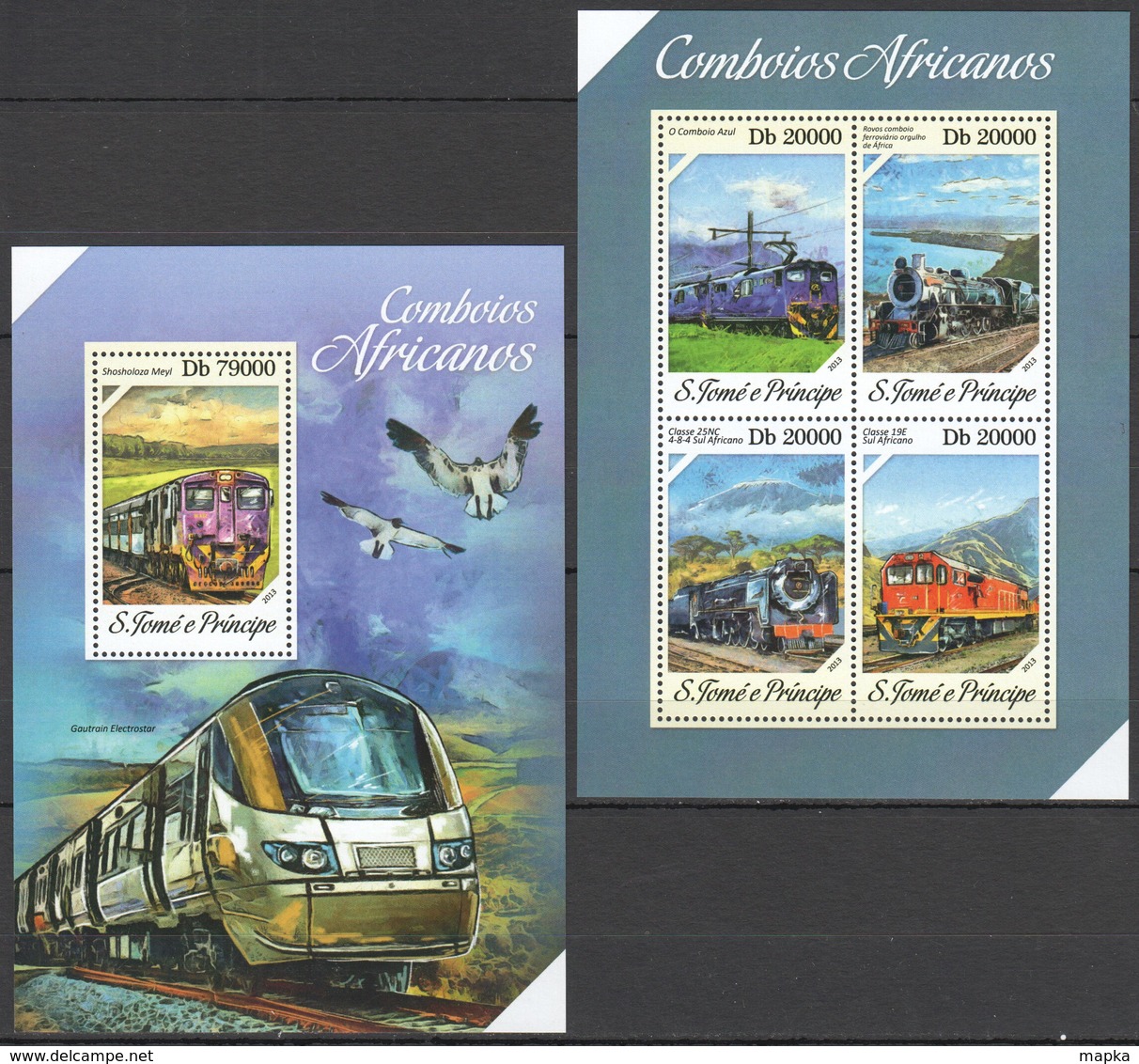 ST1721 2013 S. TOME E PRINCIPE TRAINS COMBOIOS AFRICANOS KB+BL MNH - Trains