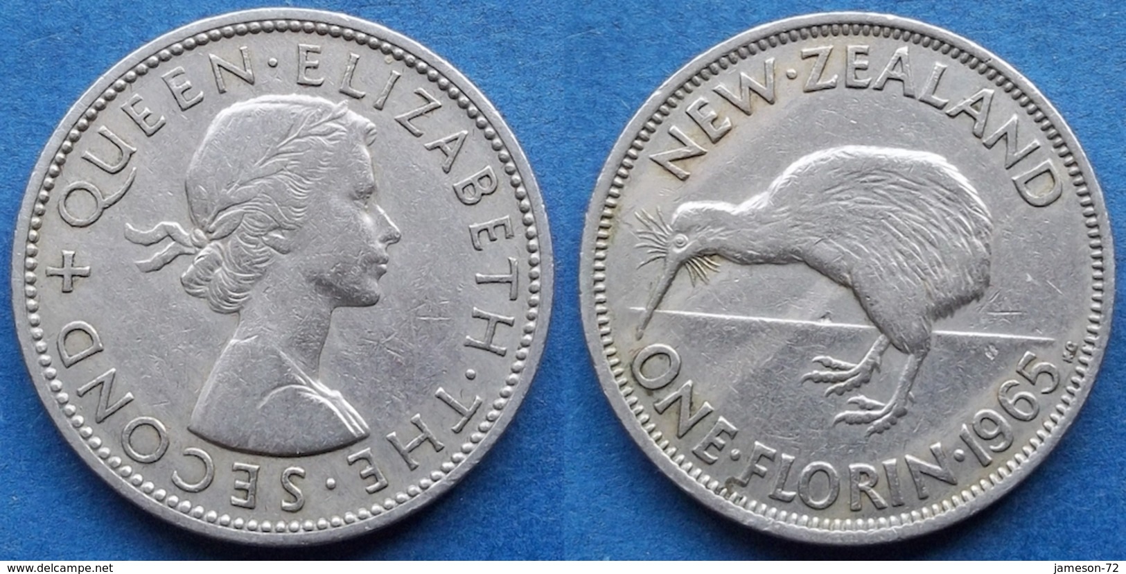NEW ZEALAND - 1 Florin 1965 "kiwi Bird" KM# 28.2 Elizabeth II - Edelweiss Coins - New Zealand
