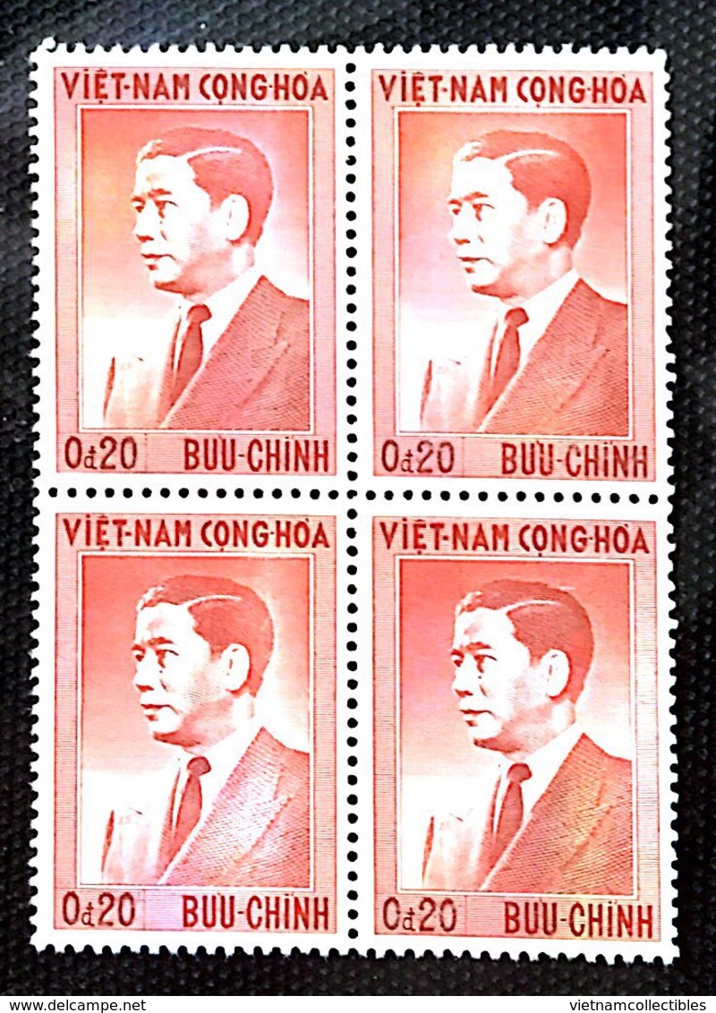 Block 4 Of South Vietnam Viet Nam MNH 0.2 Dong Stamp 1956 : Diem President / 2 Images - Vietnam