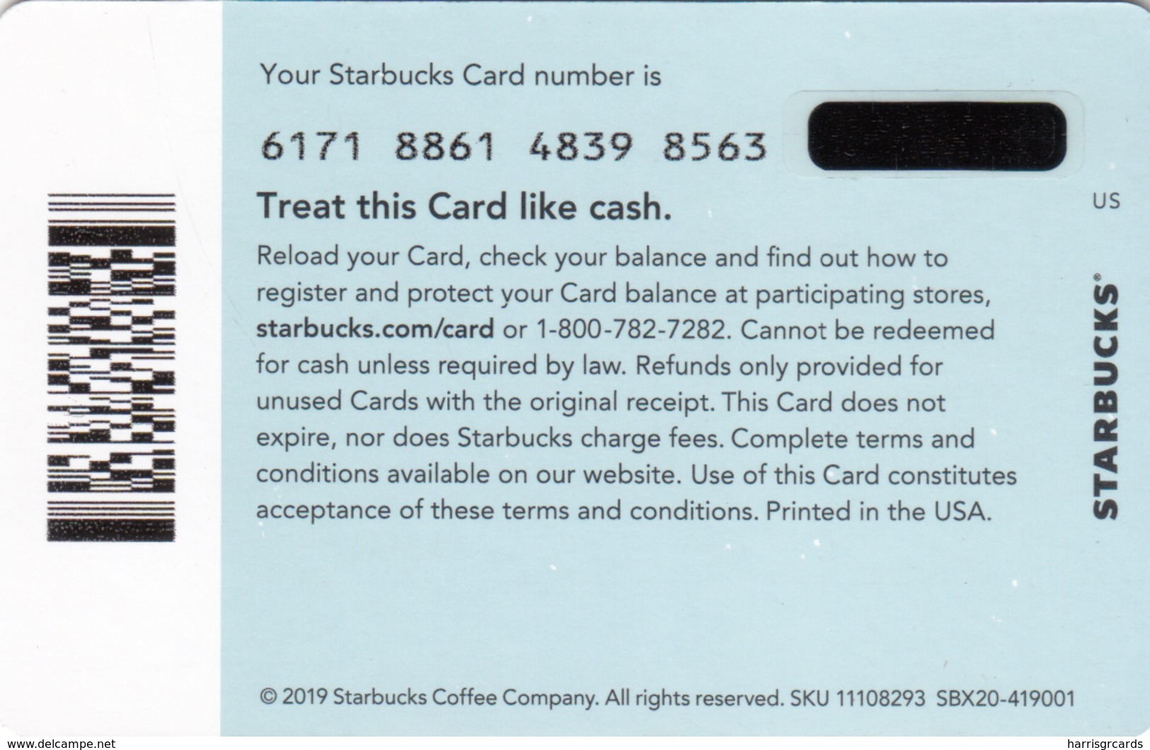 USA STARBUKS - Dog And Snowman , CN : 6171, Unused - Gift Cards