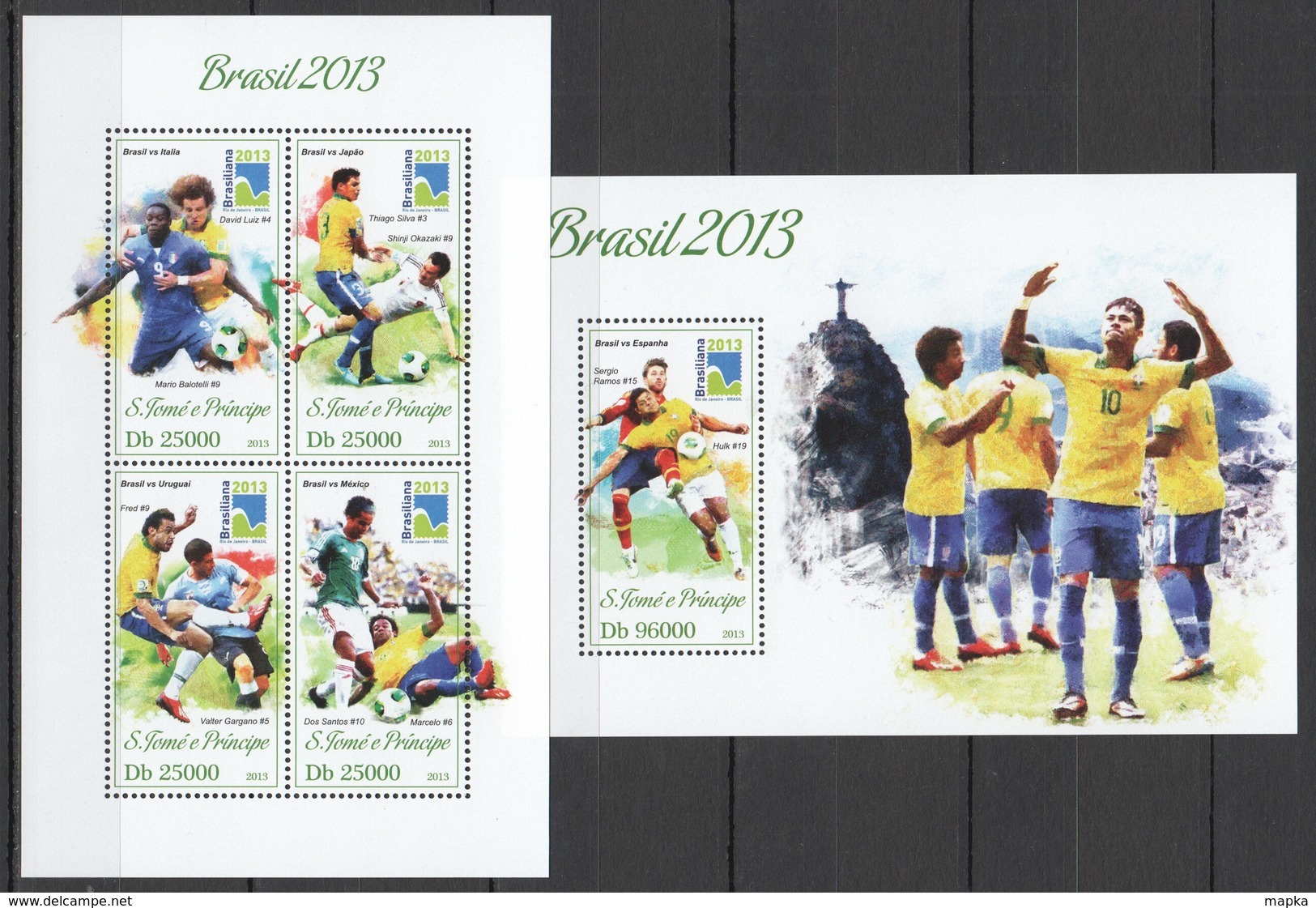 ST1751 2013 S.TOME E PRINCIPE SPORT FOOTBALL BRASIL 2013 KB+BL MNH - 2014 – Brasilien