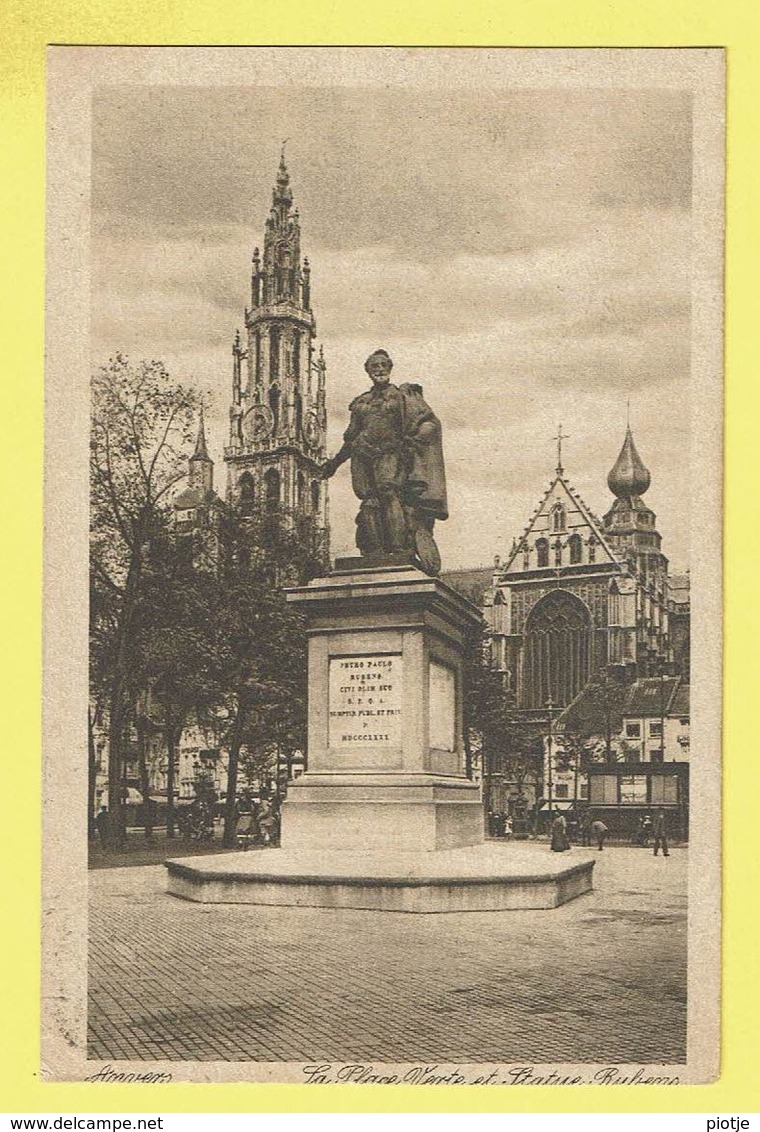 * Antwerpen - Anvers - Antwerp * La Place Verte Et Statue Peintre Rubens, Groenplaats, Standbeeld Rubens - Antwerpen