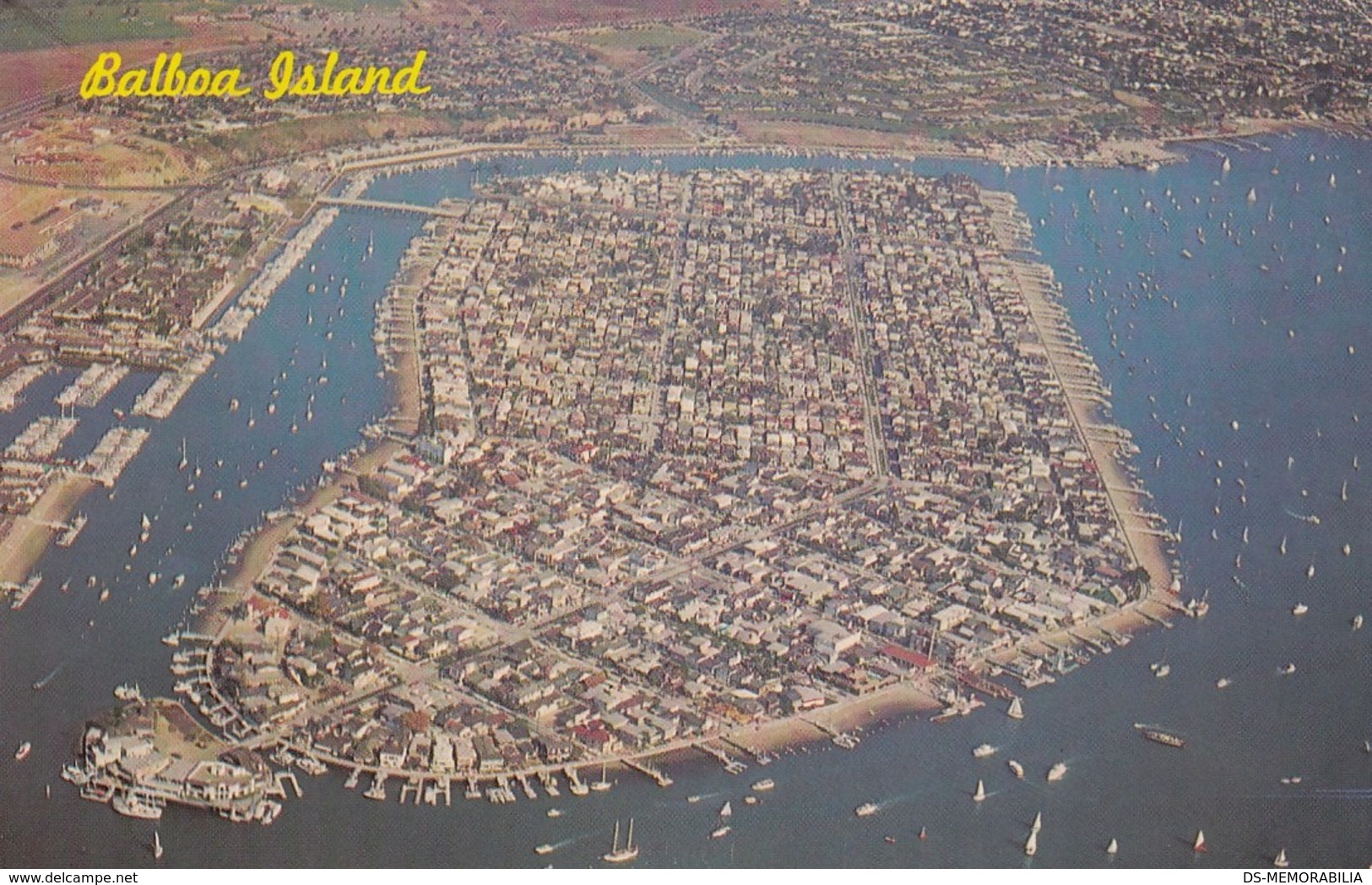 Balboa Island CA Aerial View Postcard 1976 - Santa Ana