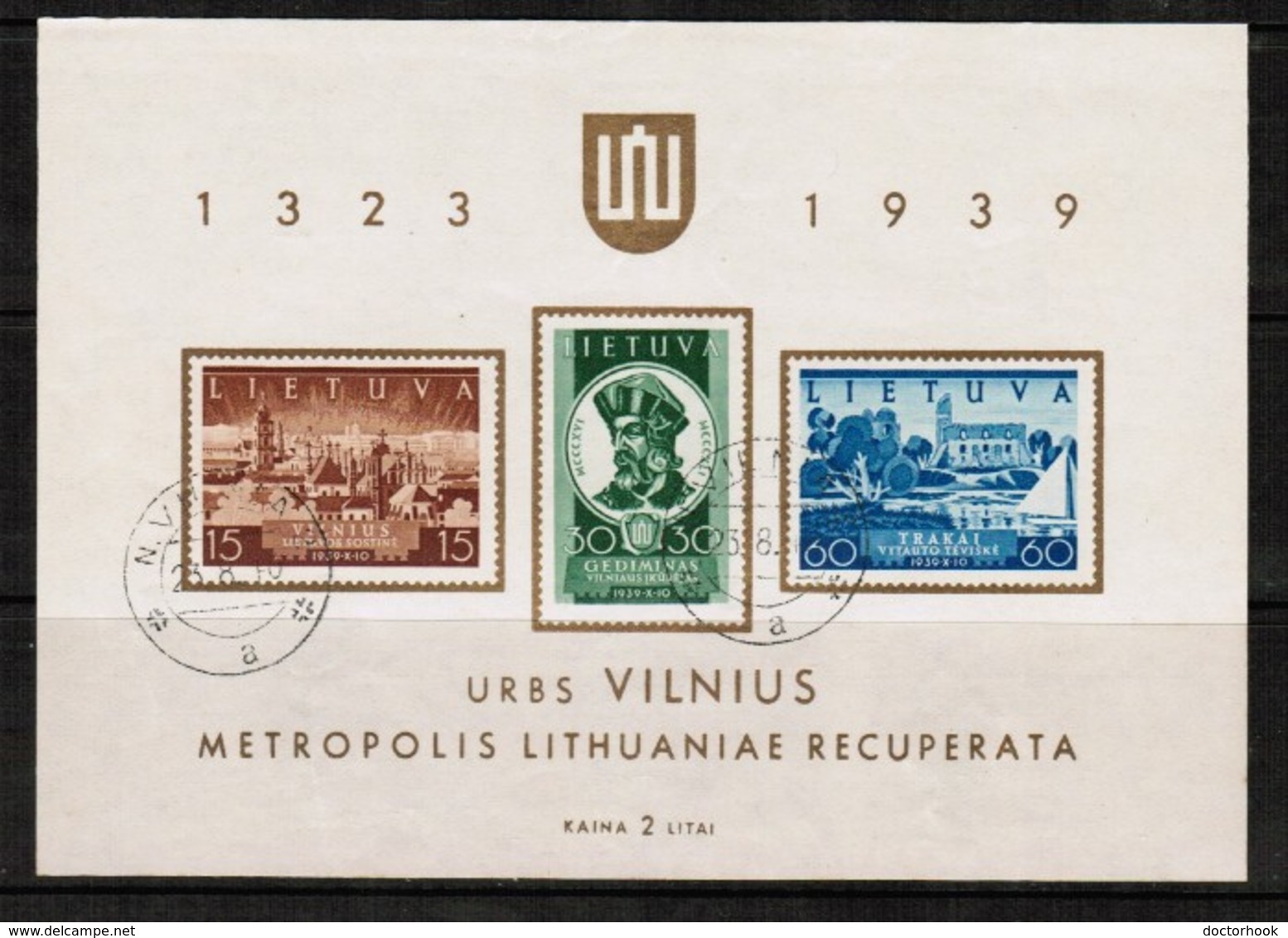 LITHUANIA   Scott # 316a VF USED Souvenir Sheet (SS-504) - Lituania