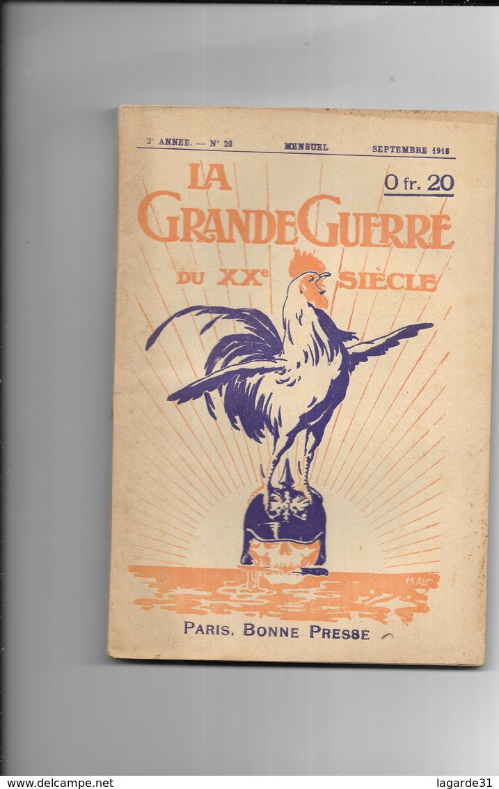 La Grande Guerre 1914-1915. N° 20 Mensuel Septembre 1916 - Guerre 1914-18