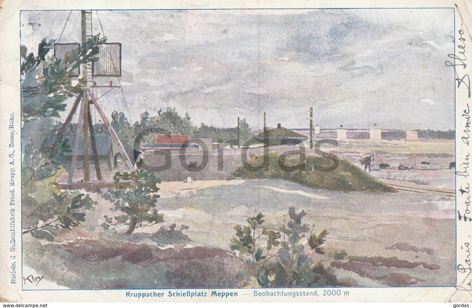 Germany - Meppen - Kruppscher Schiessplatz - Beobachtungsstand - Litho - Meppen