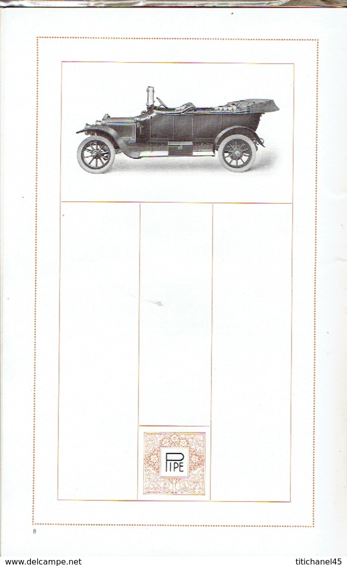 Luxueux catalogue 1913 AUTOMOBILES PIPE BRUXELLES -30 pages illustrées de 26 modèles de tourisme & véhicules industriels