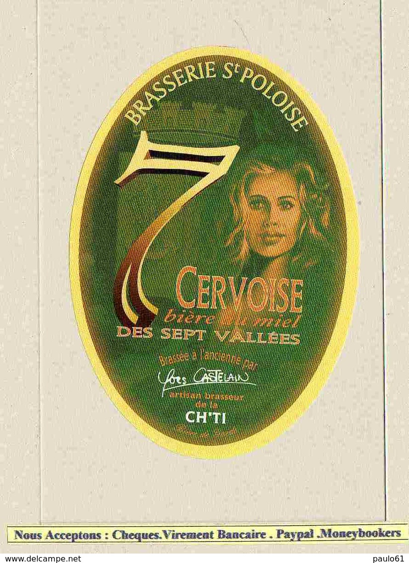 ETIQUETTE Ancienne De BIERE   : Medaillon Brasserie Saint POLOISE 7 Cervoise CH'TI - Bière