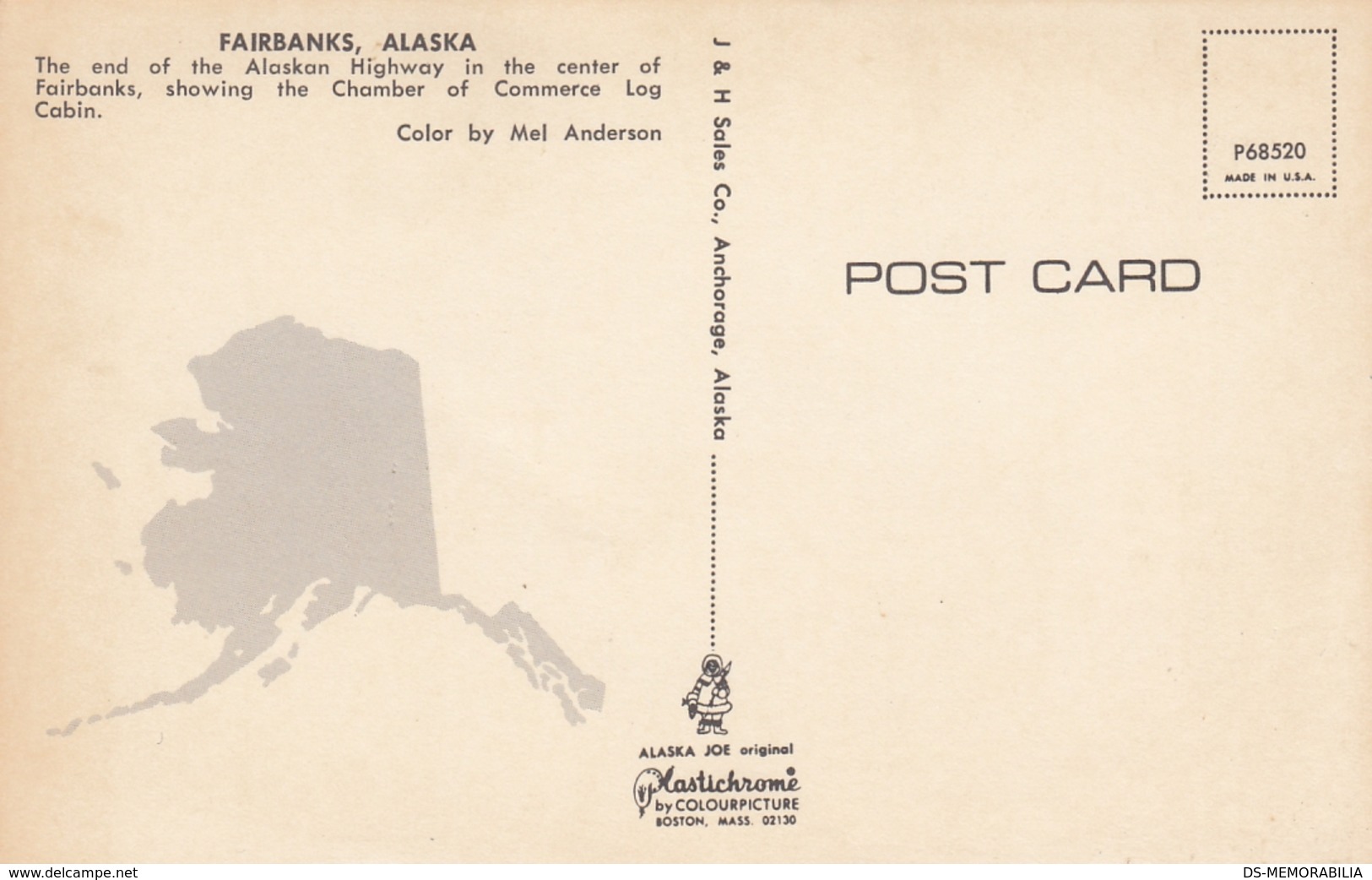 Fairbanks Alaska - Chamber Of Commerce Log Cabin Postcard - Fairbanks