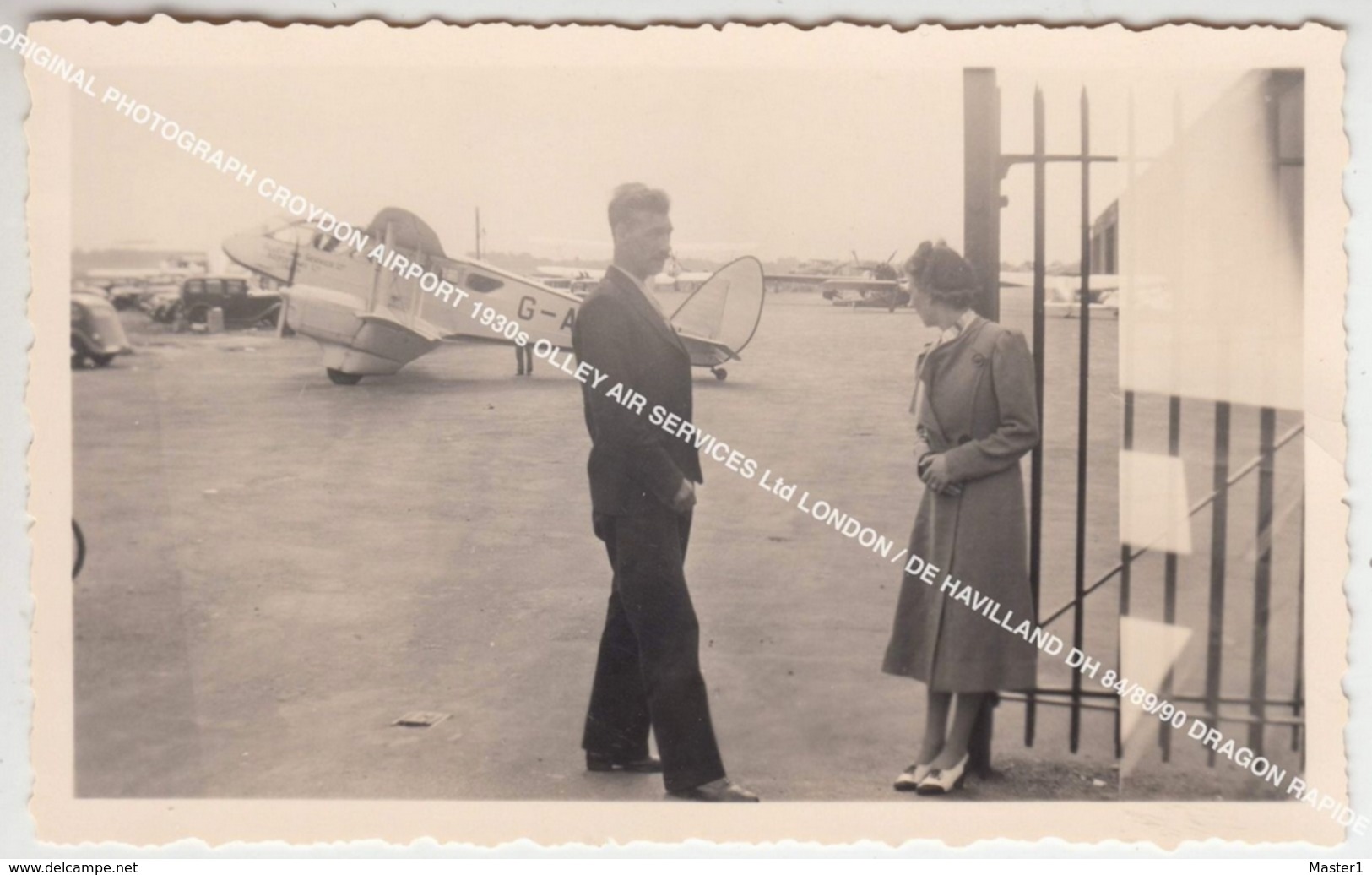 ORIG. PHOTOGRAPH AIRPLANE CROYDON AIRPORT 1930s OLLEY AIR SERVICES Ltd LONDON DE HAVILLAND DH 84/89/90 DRAGON RAPIDE - 1919-1938: Entre Guerras