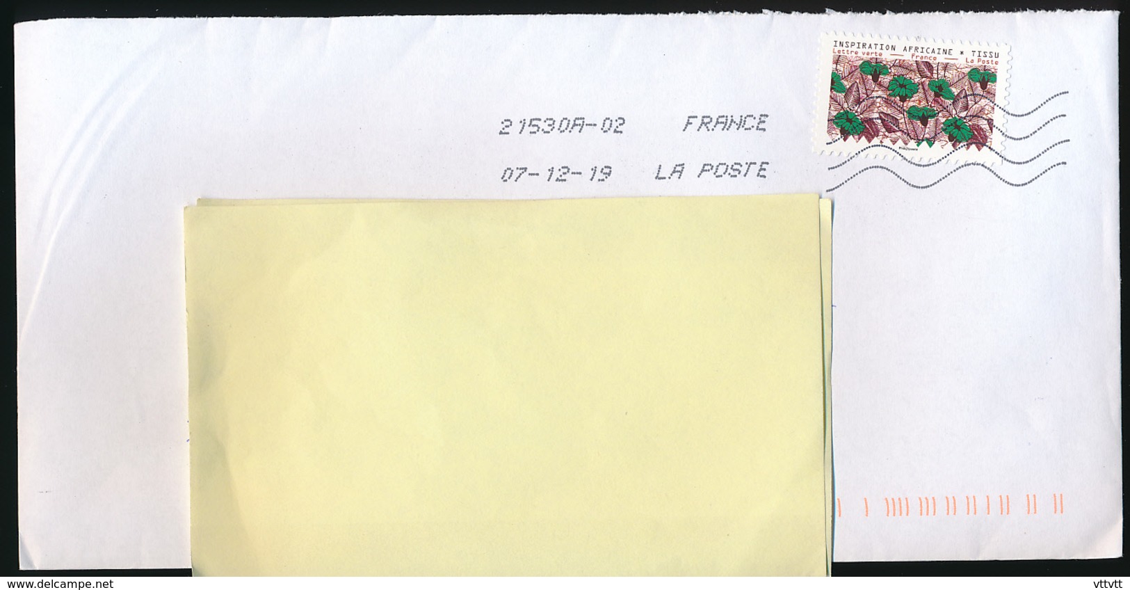 2019 : Timbre Postal Adhésif "Inspiration Africaine, Tissu Africain" Seul Sur Lettre - 1961-....