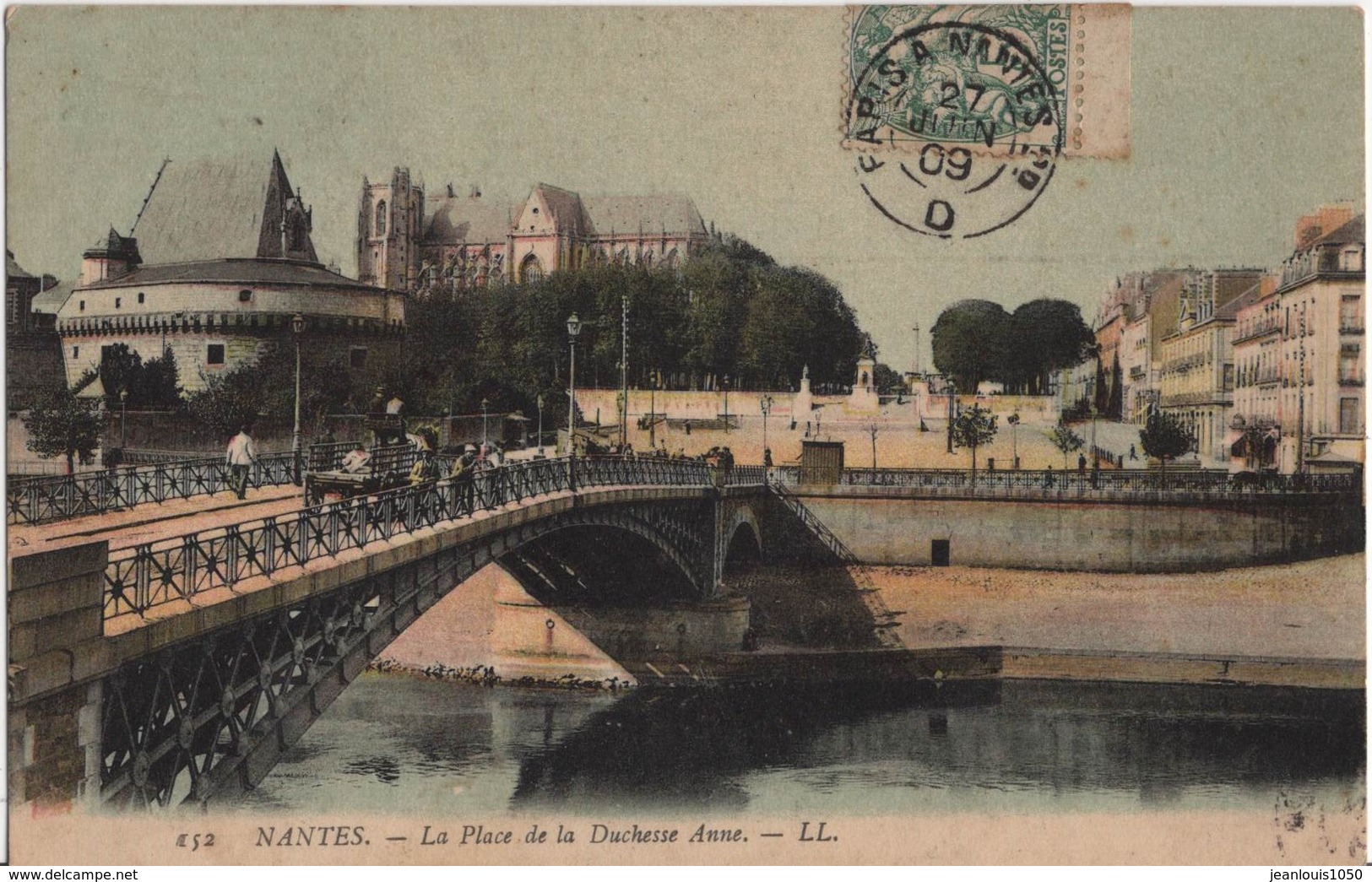 FRANCE CACHET AMBULANT PARIS A NANTES 2° D SUR CP - Manual Postmarks