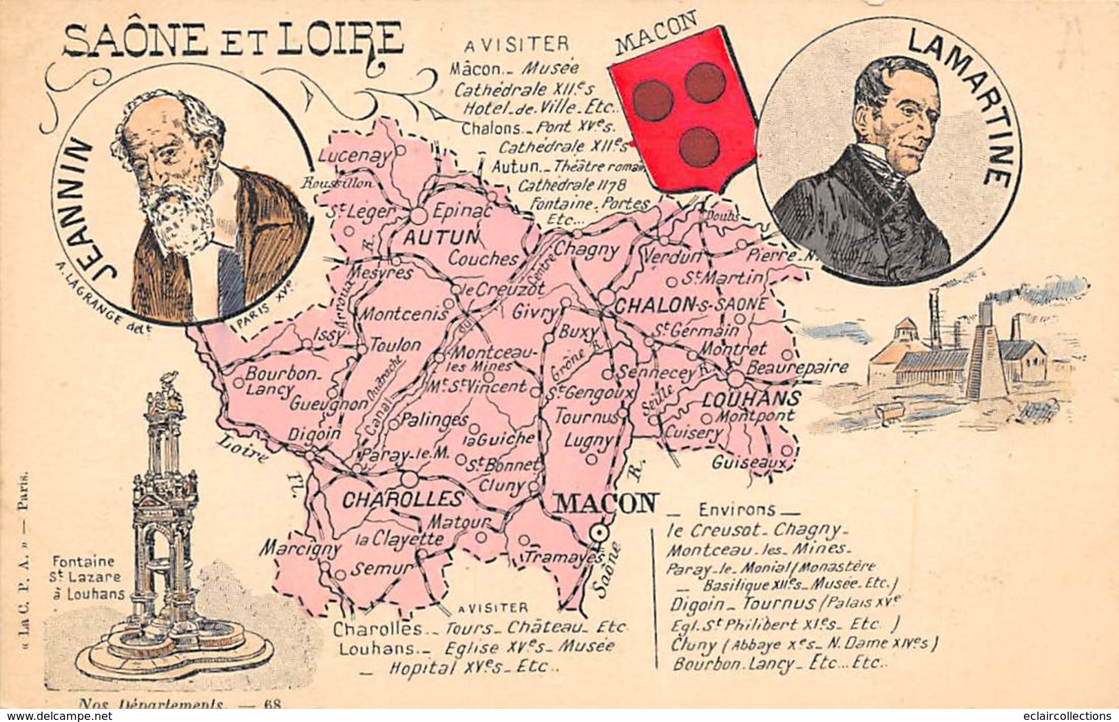 Divers  Non Localisé    71       Carte Géographique Du Département : Lamartine. Jeannin       (scan) - Otros & Sin Clasificación