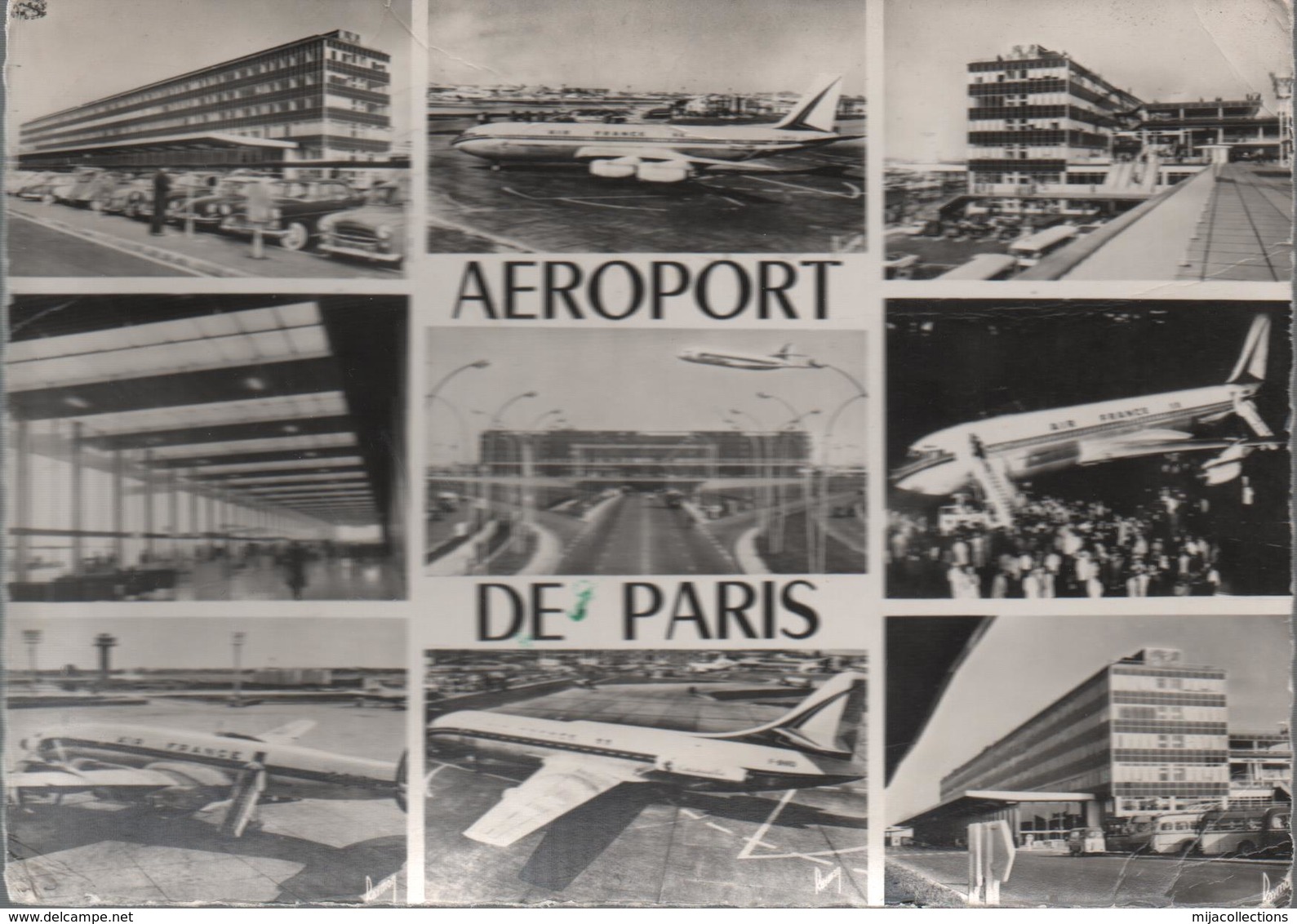 CPSM Noir Et Blanc-grand Format C5 PARIS - Aéroport D'Orly-multivues- Avions - Flugwesen