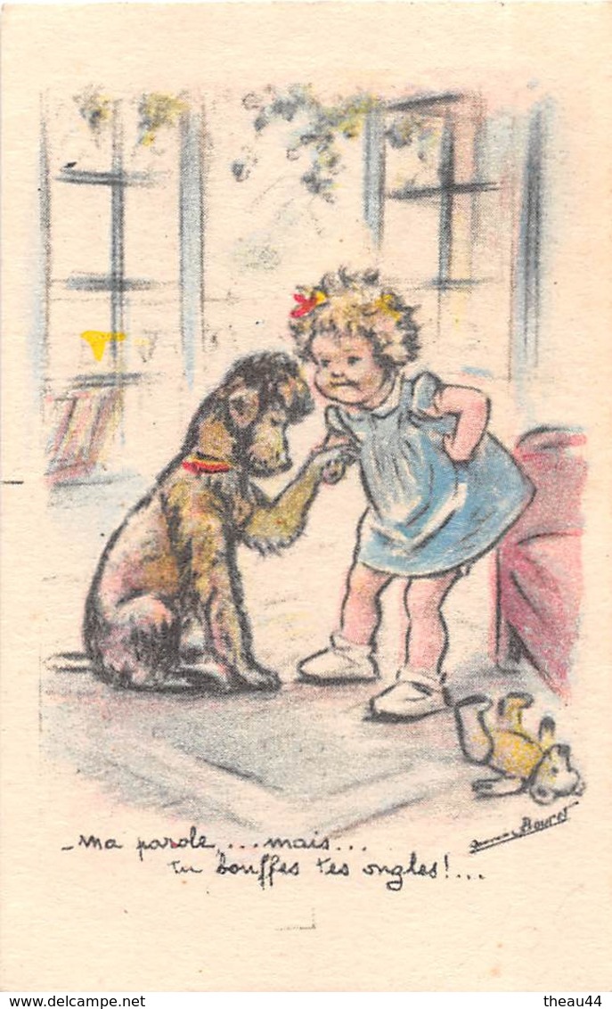 ¤¤   -   Illustrateur " Germaine BOURET "  -  Carte Miniature Publicitaire  -   Petite Fille Avec Un Chien    -   ¤¤ - Bouret, Germaine