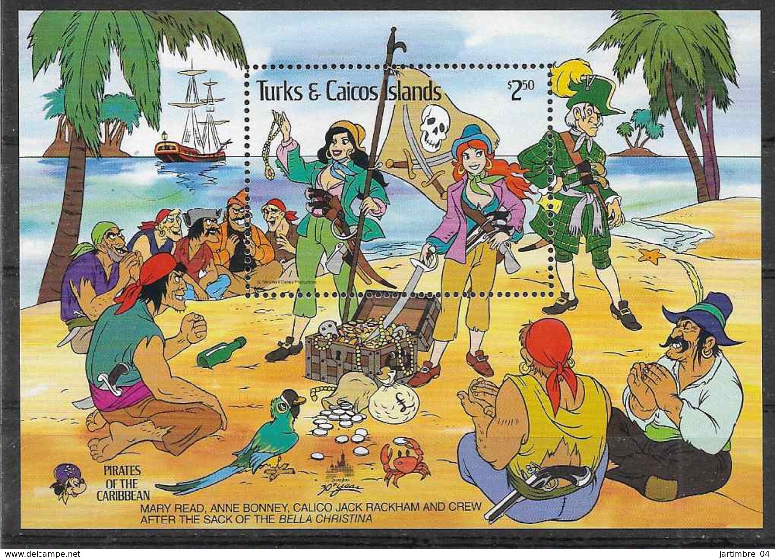 1985 TURQUES ET CAIQUES BF 66** Walt Disney, Pirates Des Caraïbes - Turks & Caicos (I. Turques Et Caïques)