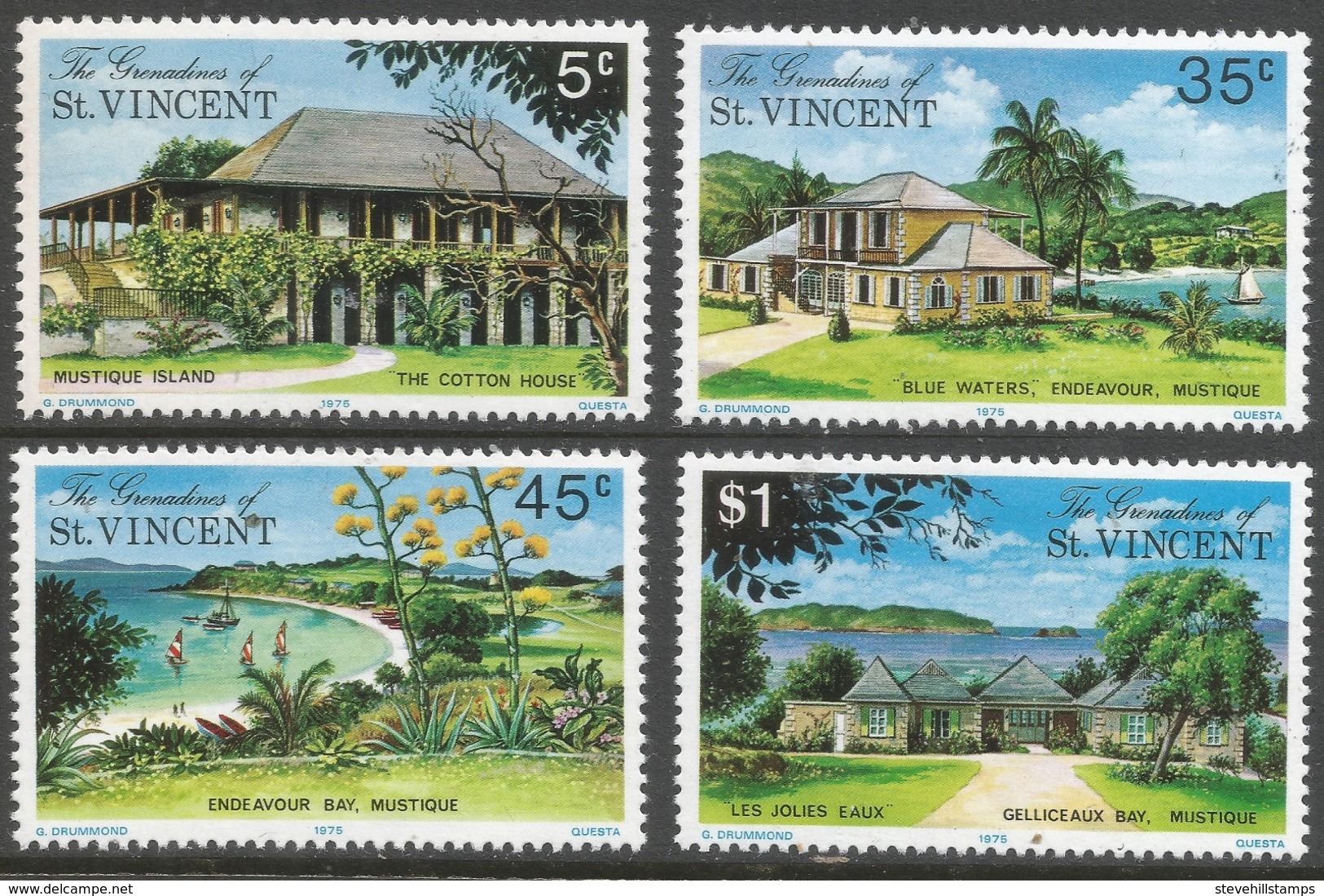 Grenadines Of St Vincent. 1974 Mustique Island. MH Complete Set SG 57-60 - St.Vincent & Grenadines