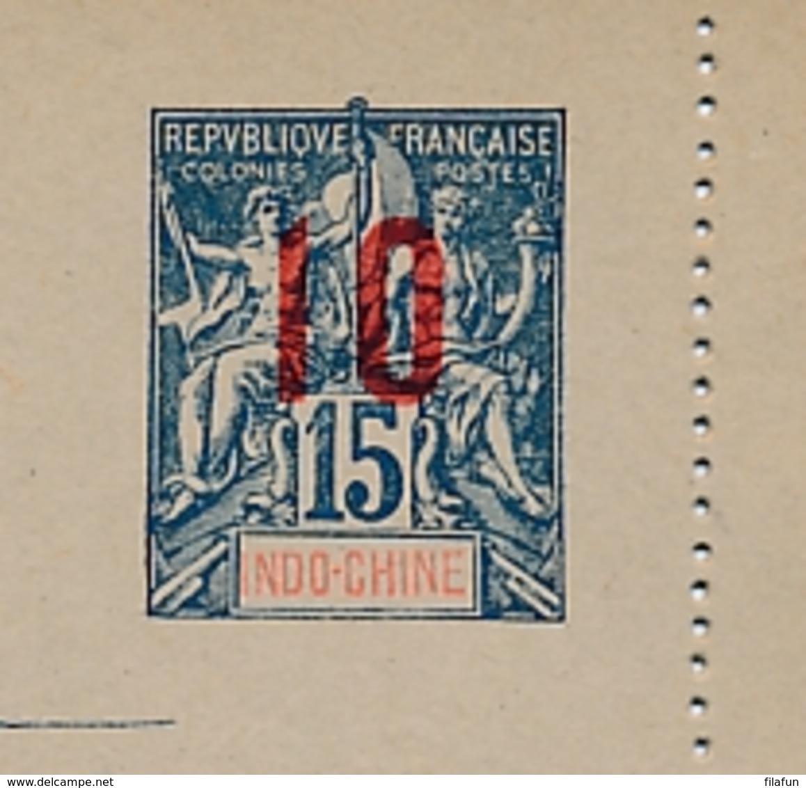 Indo Chine - 1912 - 10 Overprint On 15c Carte Lettre, H&G 10 Unused - Brieven En Documenten