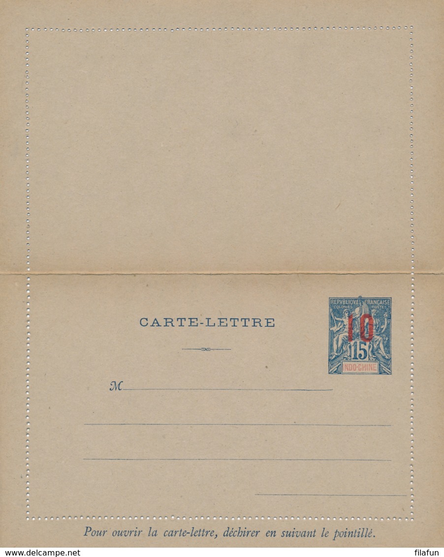 Indo Chine - 1912 - 10 Overprint On 15c Carte Lettre, H&G 10 Unused - Brieven En Documenten