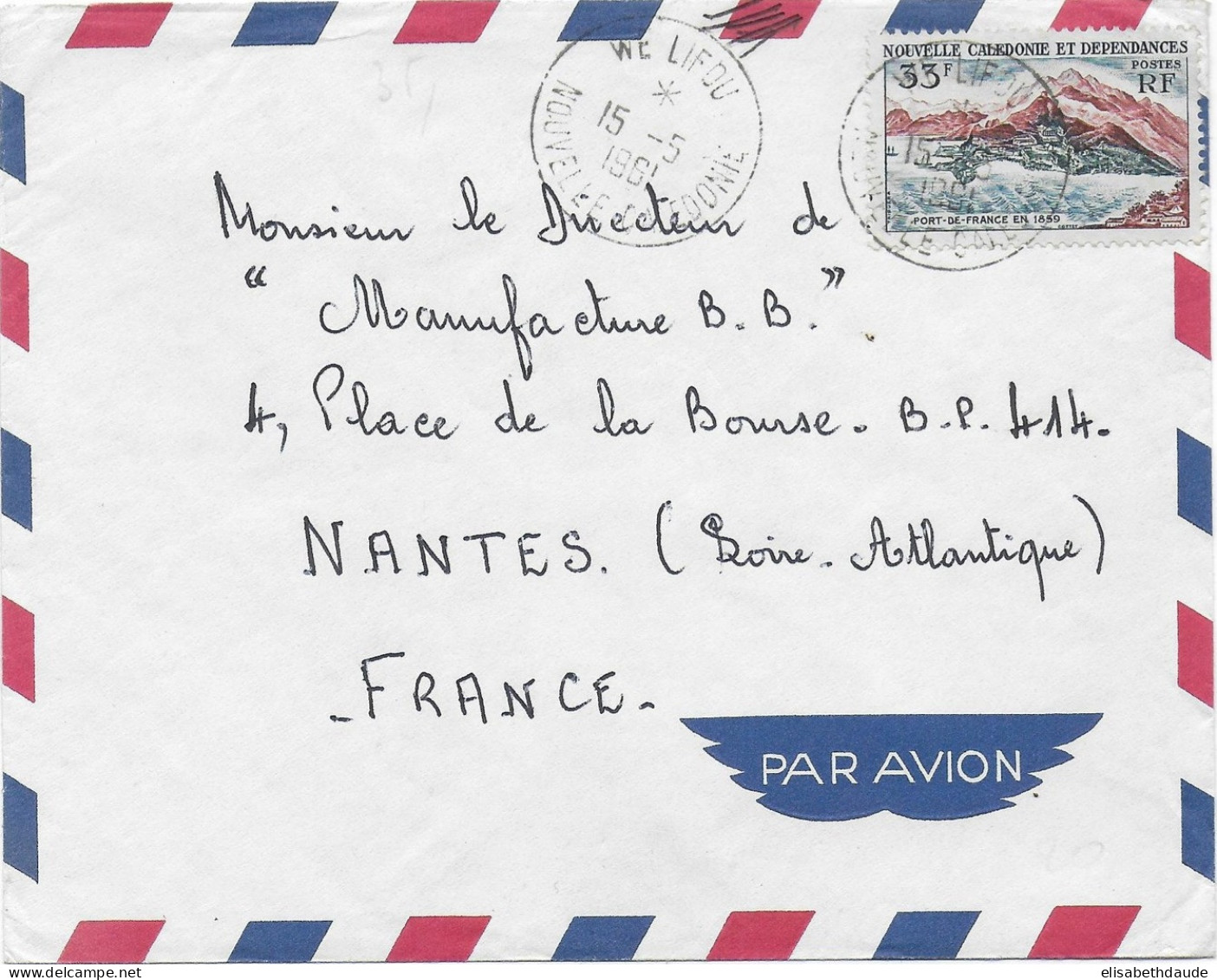 1961 - NOUVELLE CALEDONIE - ENVELOPPE Par AVION De WE LIFOU ! => NANTES - Lettres & Documents