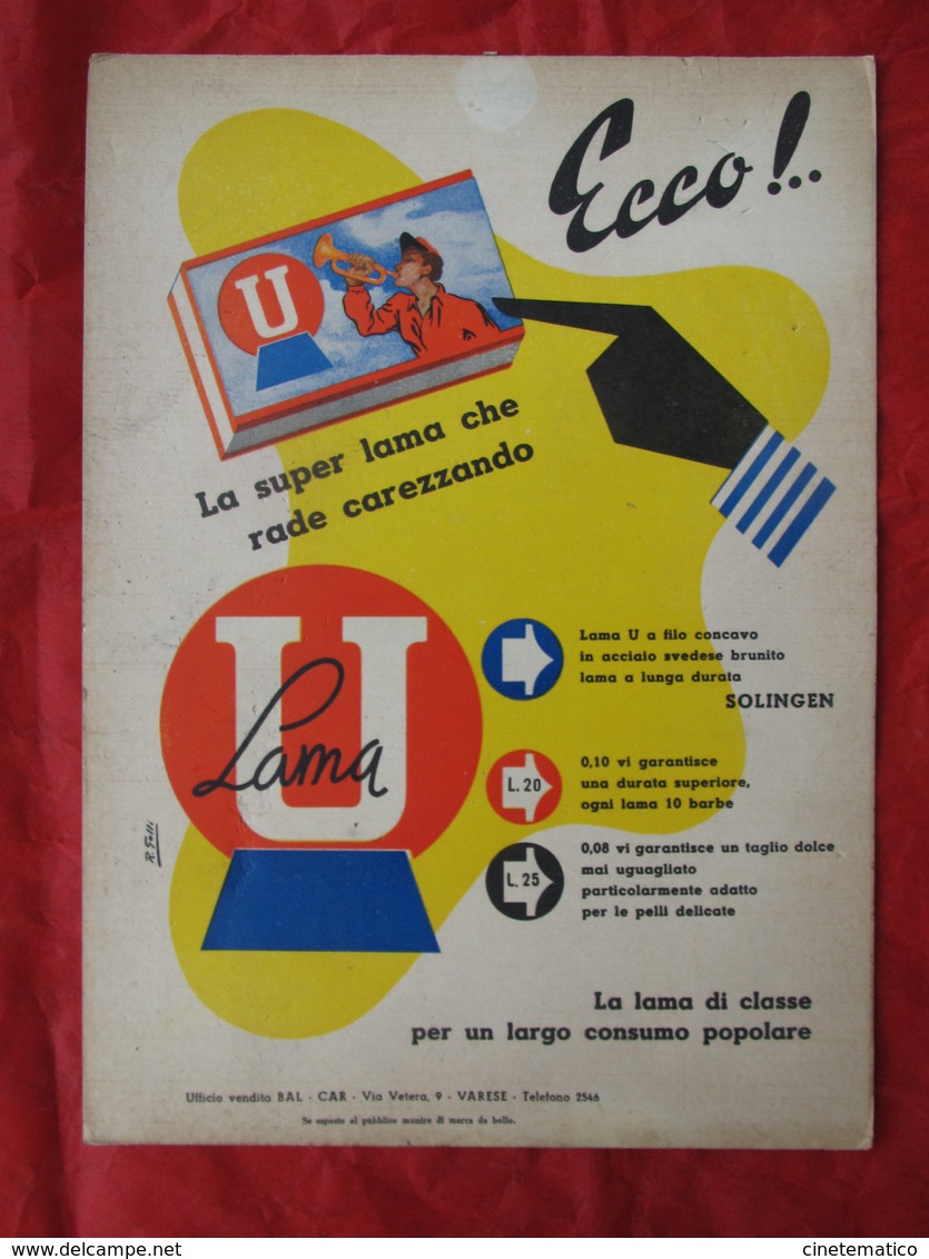 Locandina Pubblicitaria Lametta Da Barba "Lama U" - Illustratore R. Galli - Targhe Di Cartone