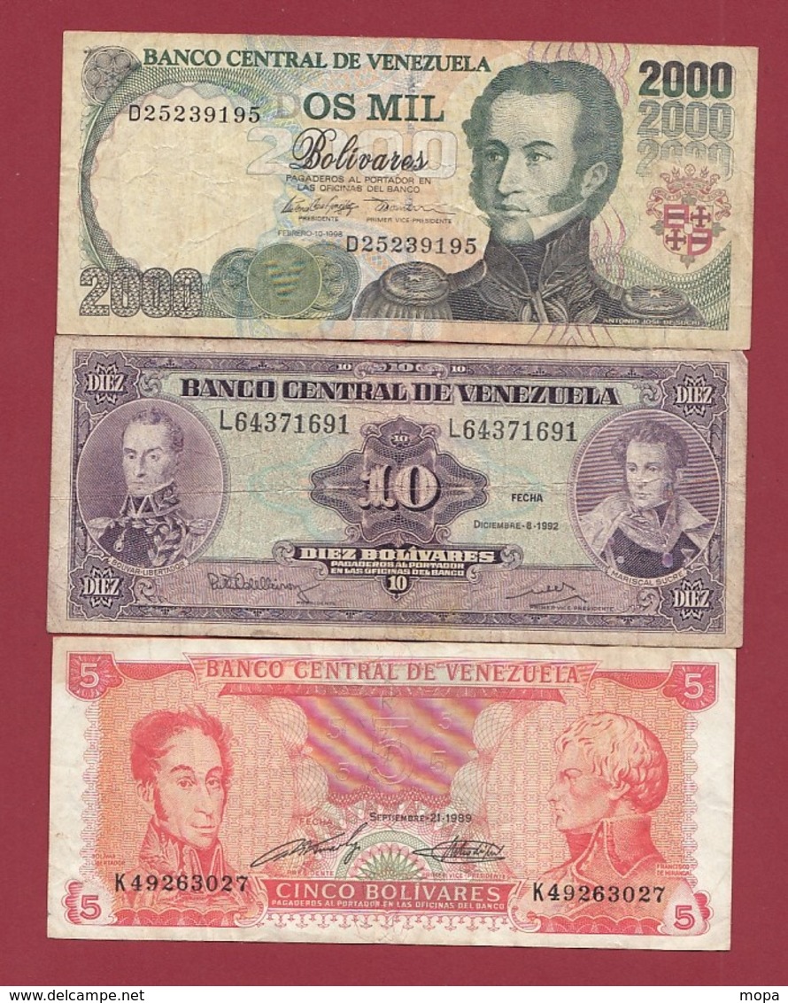 Venezuela  3 Billets Dans L 'état Lot N °6  (104) - Venezuela