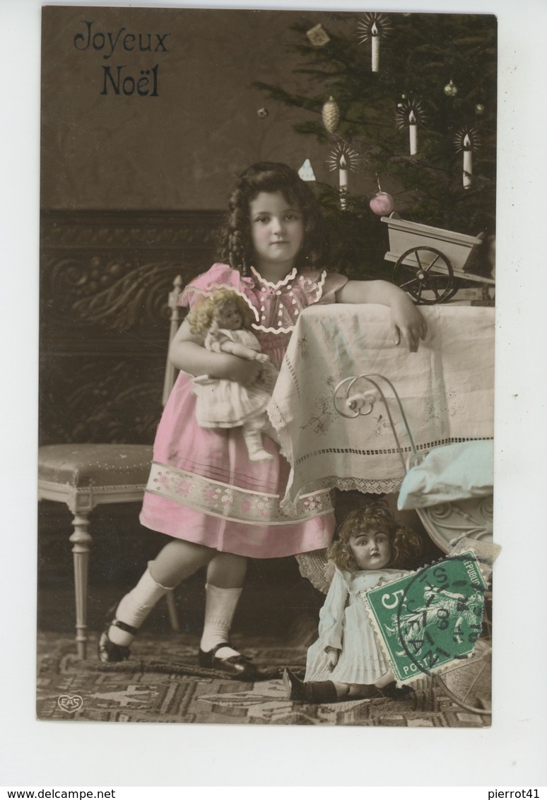 ENFANTS - LITTLE GIRL - MAEDCHEN - Jolie Carte Fantaisie Portrait Fillette Avec Poupée Landau De "Bonne Année " - Portraits