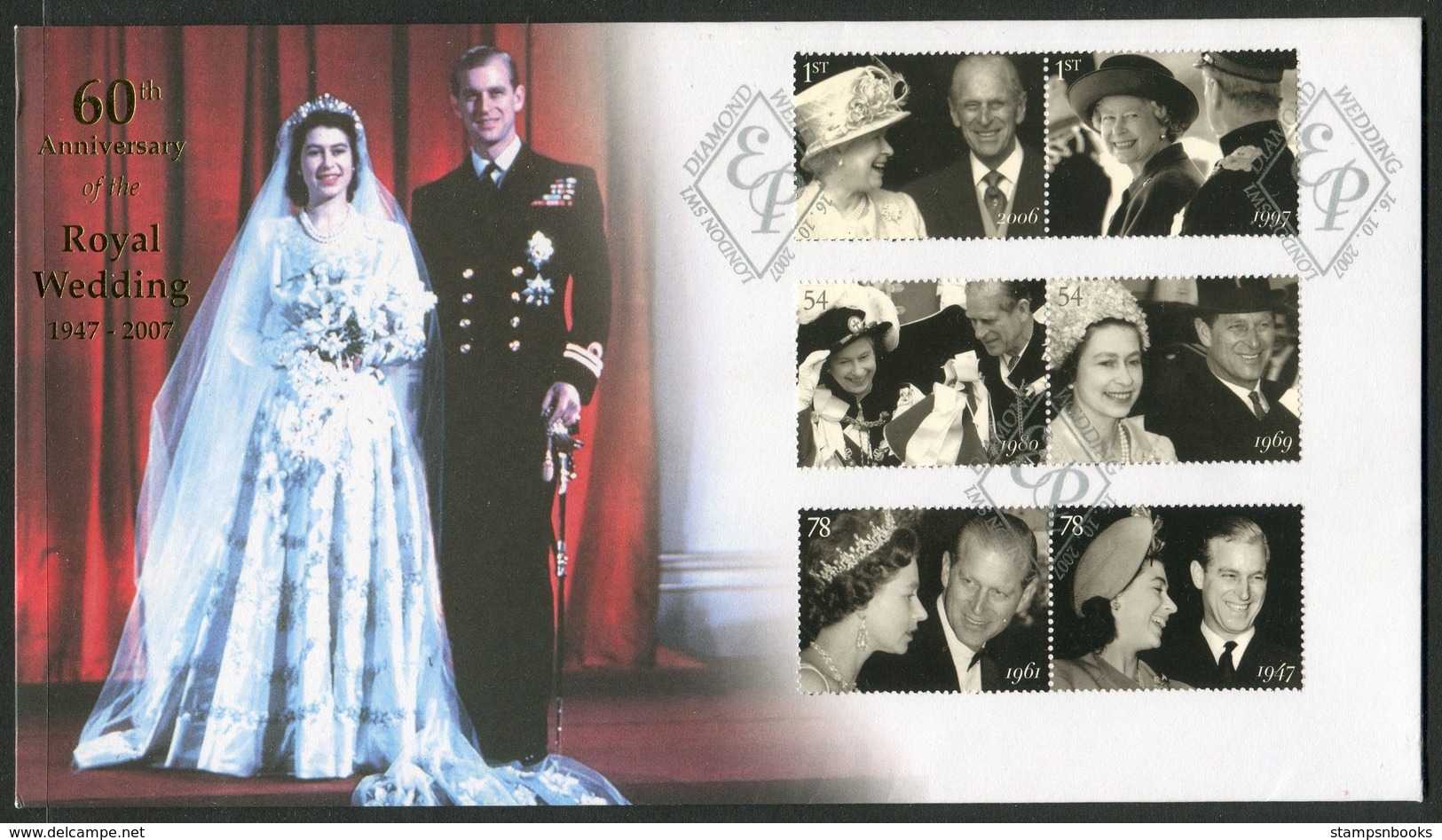 2007 GB 60th Anniversary Of Royal Wedding First Day Cover. Queen Elizabeth 2nd Diamond Wedding FDC - 2001-2010 Em. Décimales