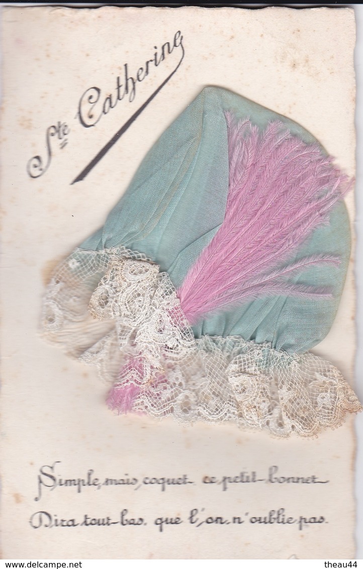 ¤¤   -  PRENOM   -  Carte Brodée  -  SAINTE-CATHERINE   -  Bonnet  - Broderie     -  ¤¤ - Prénoms