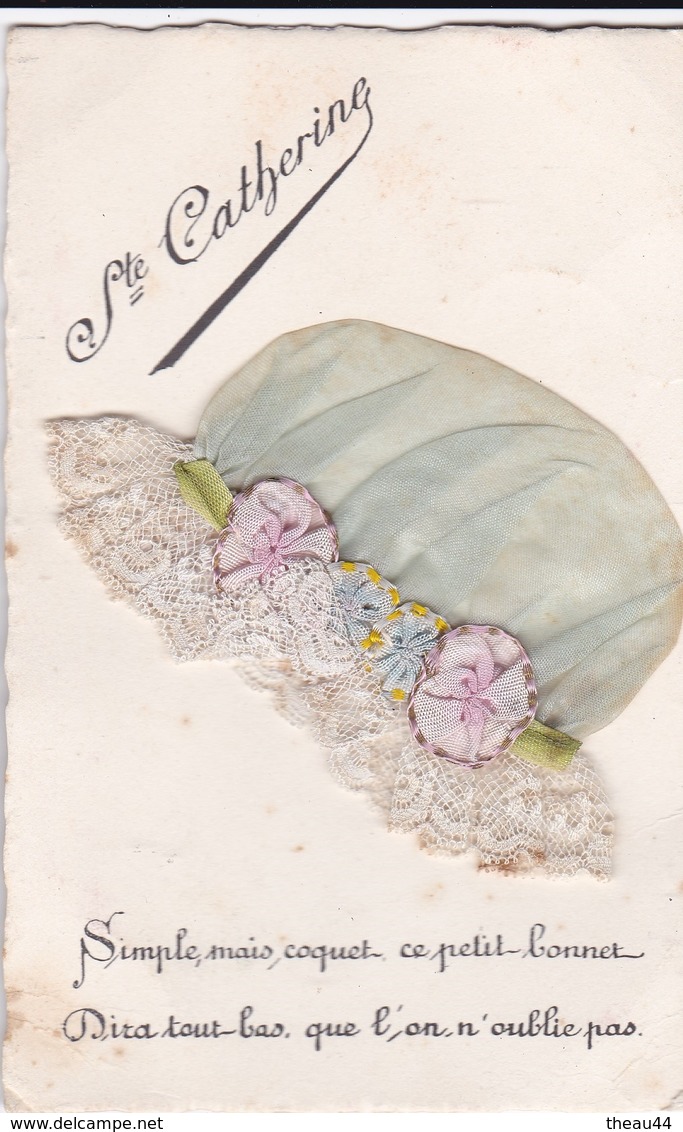 ¤¤   -  PRENOM   -  Carte Brodée  -  SAINTE-CATHERINE   -  Bonnet  - Broderie     -  ¤¤ - Prénoms