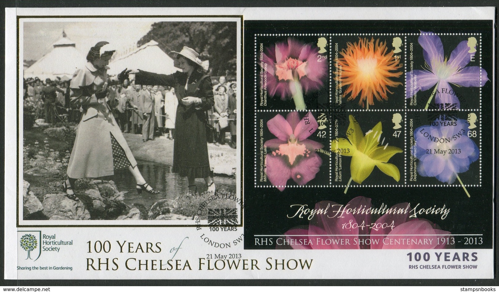 2013 GB Royal Horticultural Society, Chelsea Flower Show, Flowers Miniature Sheet Cover - Covers & Documents