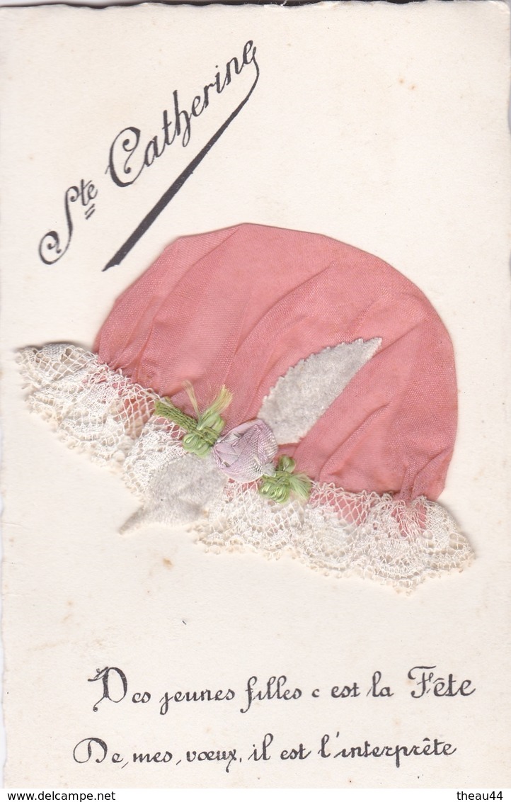 ¤¤   -  PRENOM   -  Carte Brodée  -  SAINTE-CATHERINE   -  Bonnet  - Broderie     -  ¤¤ - Prénoms