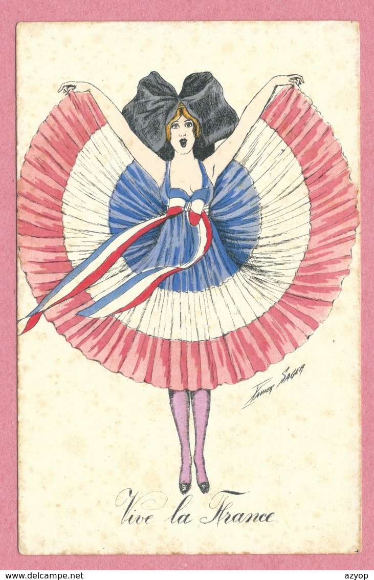 Carte Illustrée Par Xavier SAGER - Vive La France - Alsacienne - Fantaisies Parisiennes Aquarellées Série N° 72 - Sager, Xavier