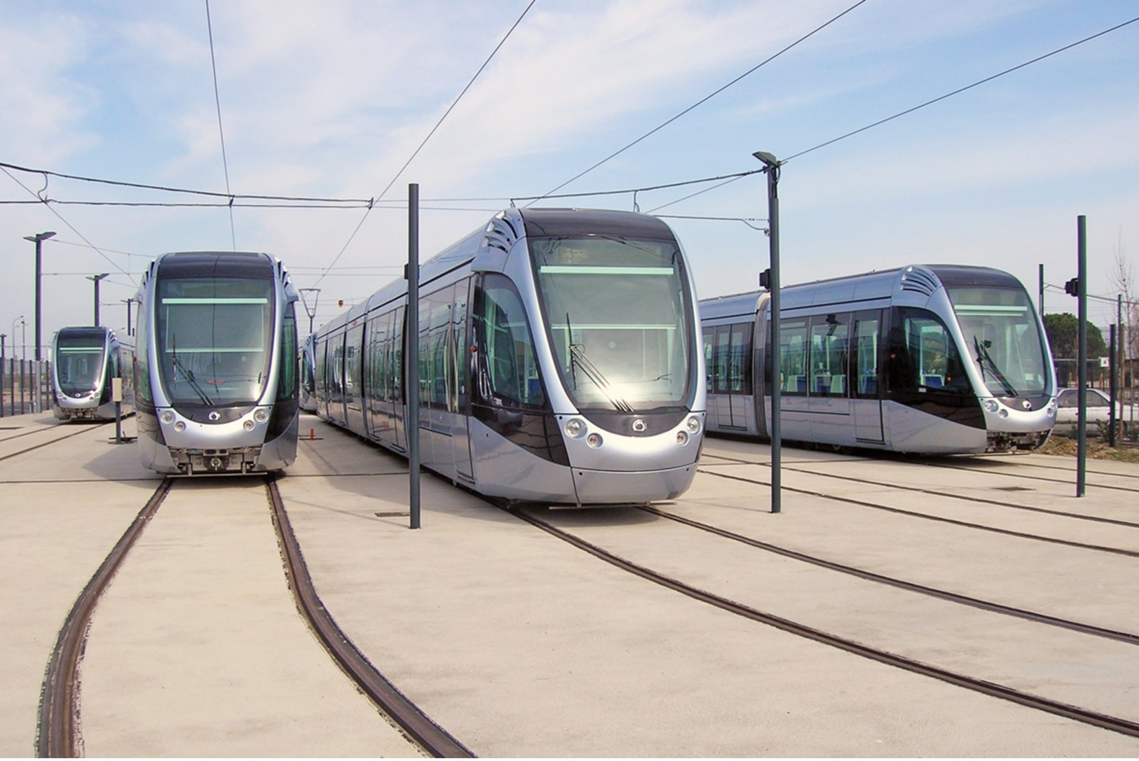 Beauzelle (31 - France)  Tramway De Toulouse - Septembre 2010 – Rames Alstom Citadis 302 Au Dépôt De Garossos - Tramways