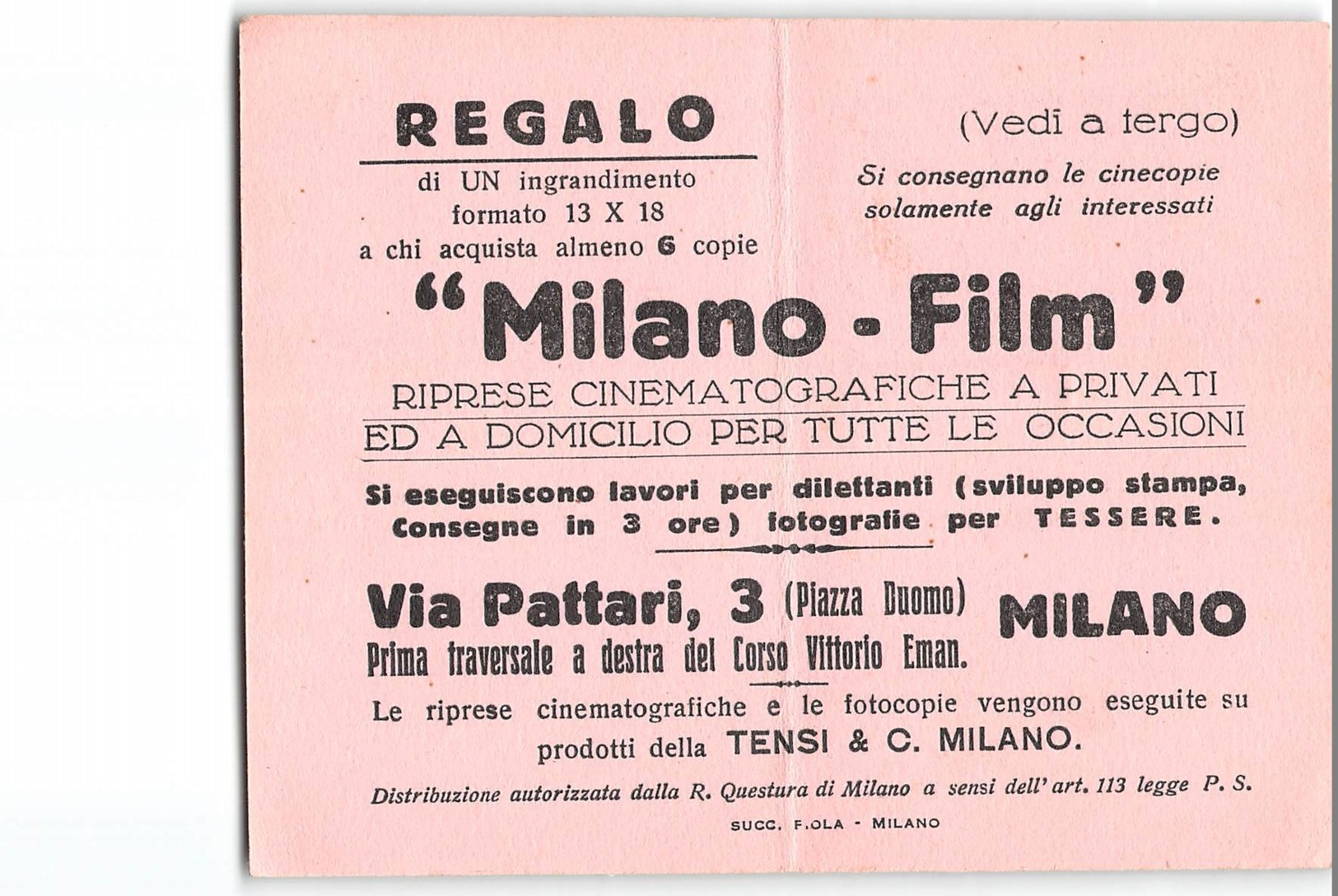 12347 BIGLIETTO MILANO FILM RIPRESE CINEMATOGRAFICHE A PRIVATI - Toegangskaarten