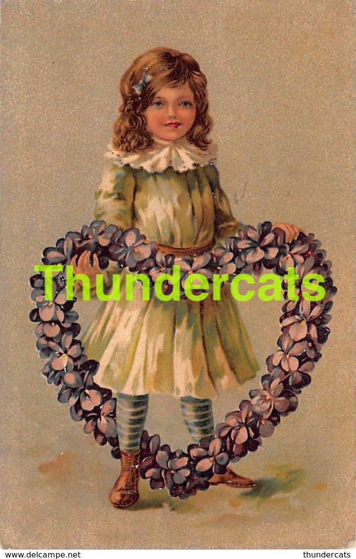 CPA LITHO JEUNE FILLE COEUR LITHO CARD GIRL WITH HEART - Dessins D'enfants